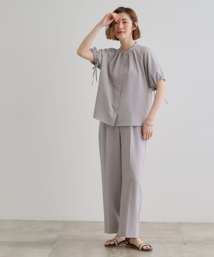 グローブ grove 麻調センタープレスワイドパンツ （モカブラウン(042)） モカブラウン(042)