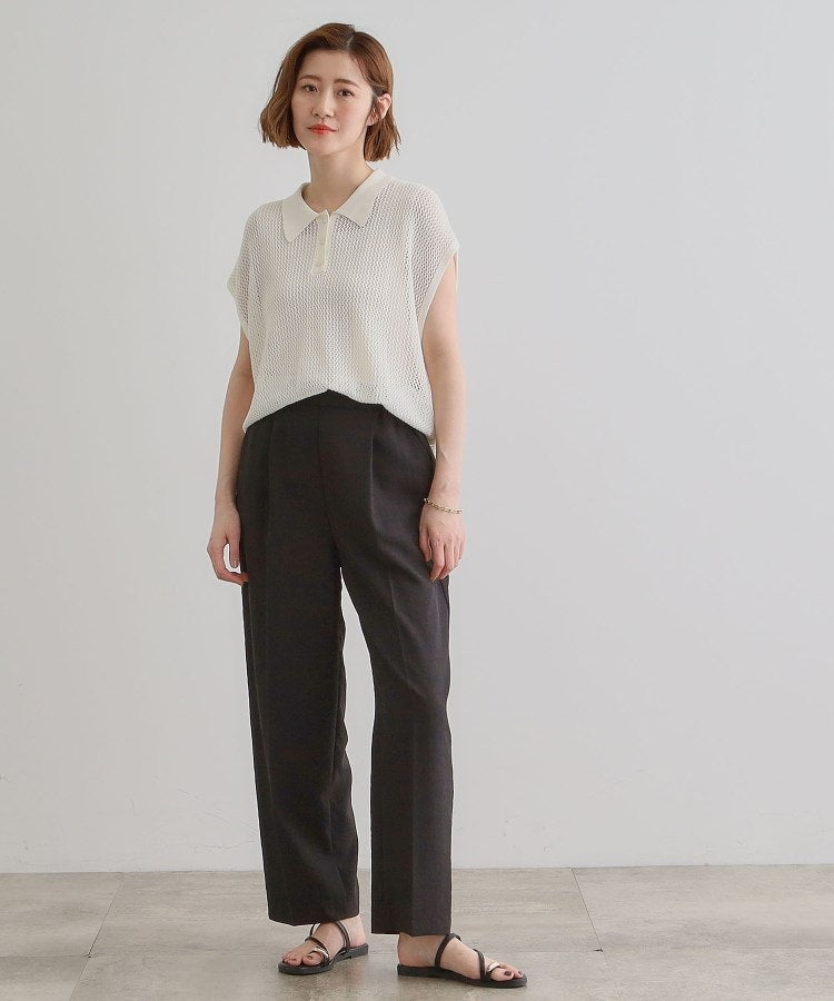 グローブ grove 麻調センタープレスワイドパンツ （モカブラウン(042)） モカブラウン(042)