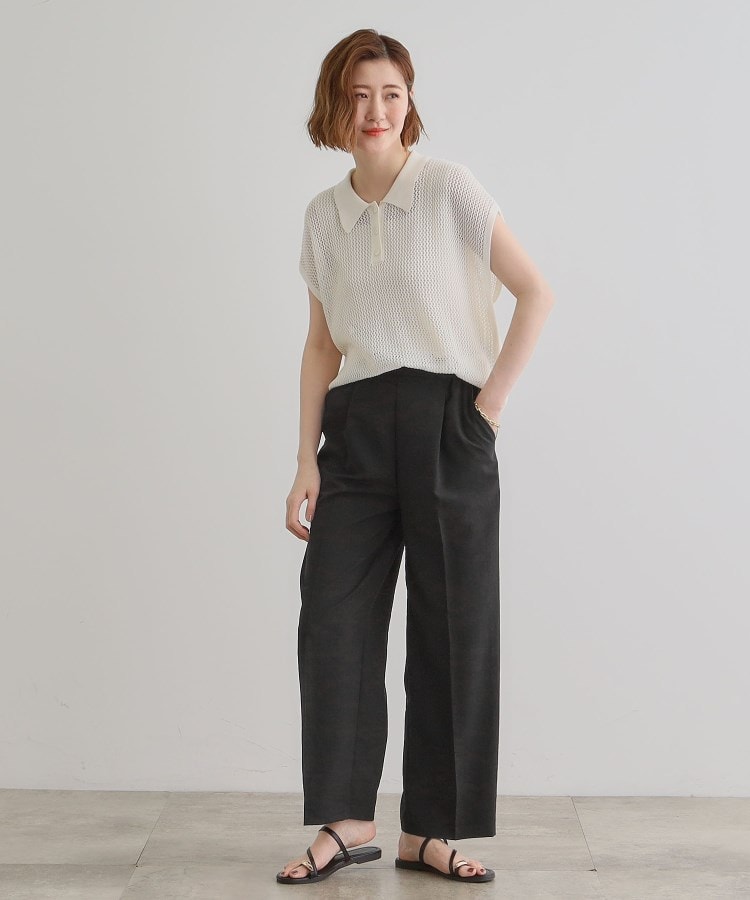 グローブ grove 麻調センタープレスワイドパンツ （モカブラウン(042)） モカブラウン(042)