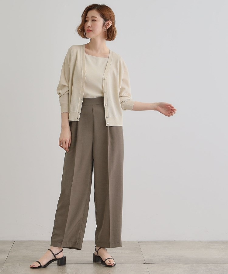 グローブ grove 麻調センタープレスワイドパンツ （モカブラウン(042)） モカブラウン(042)