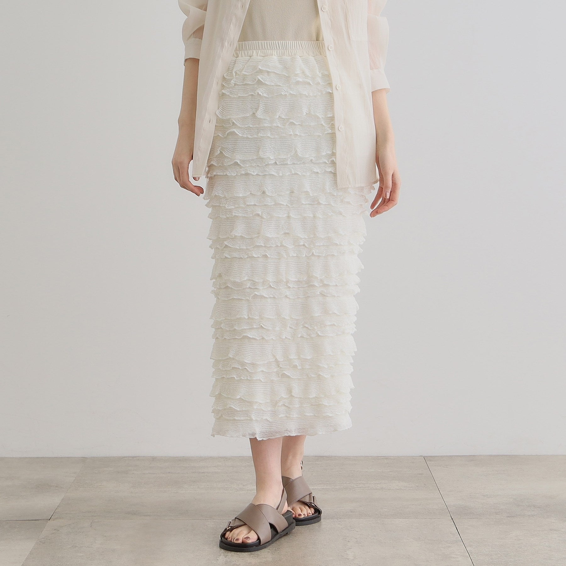 グローブ grove フリルナロースカート （アイボリー(004)） アイボリー(004)