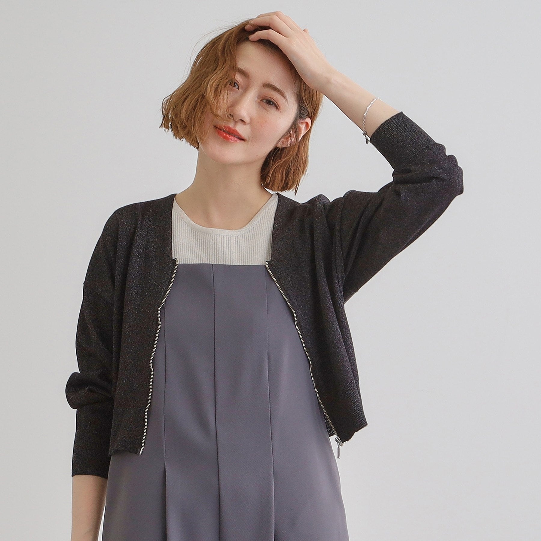 グローブ grove シアーニットジップカーディガン （ブラック(019)） ブラック(019)