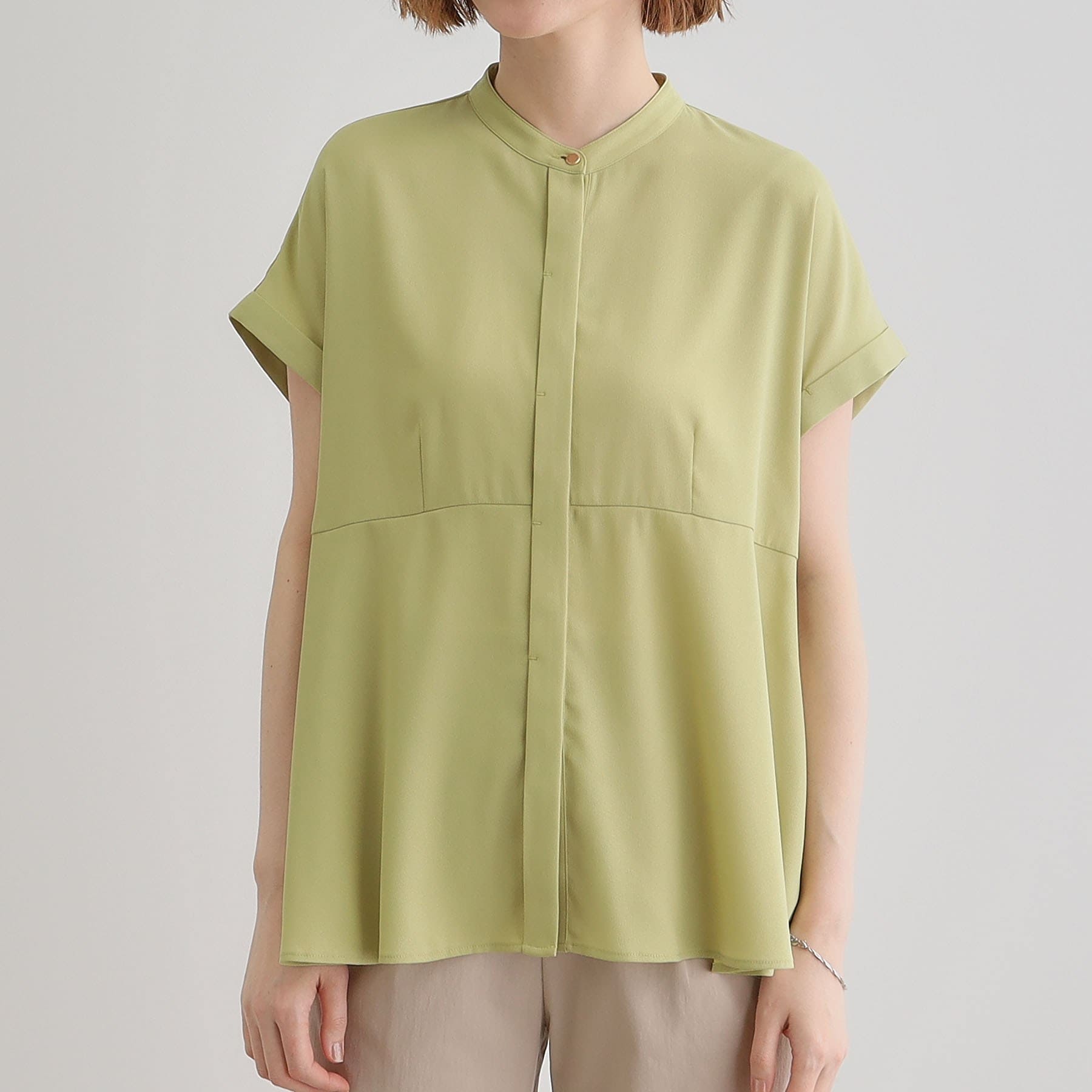 グローブ grove ペプラムシャツブラウス （ネイビー×オフ(393)） ネイビー×オフ(393)