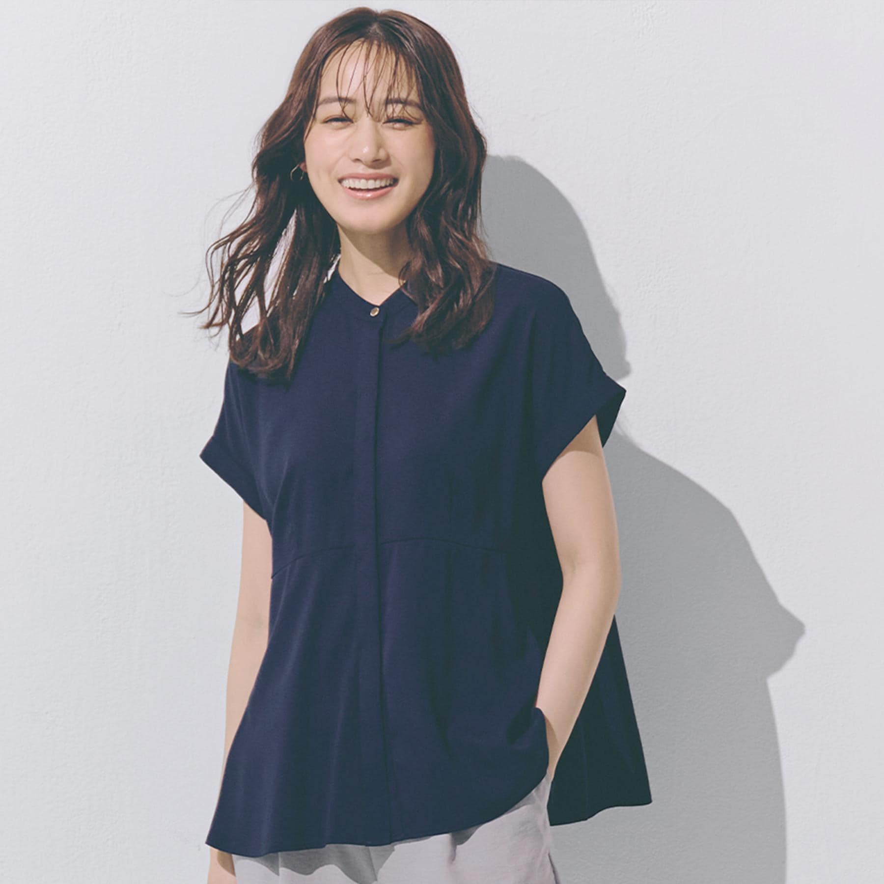 グローブ grove ペプラムシャツブラウス （ネイビー(094)） ネイビー(094)