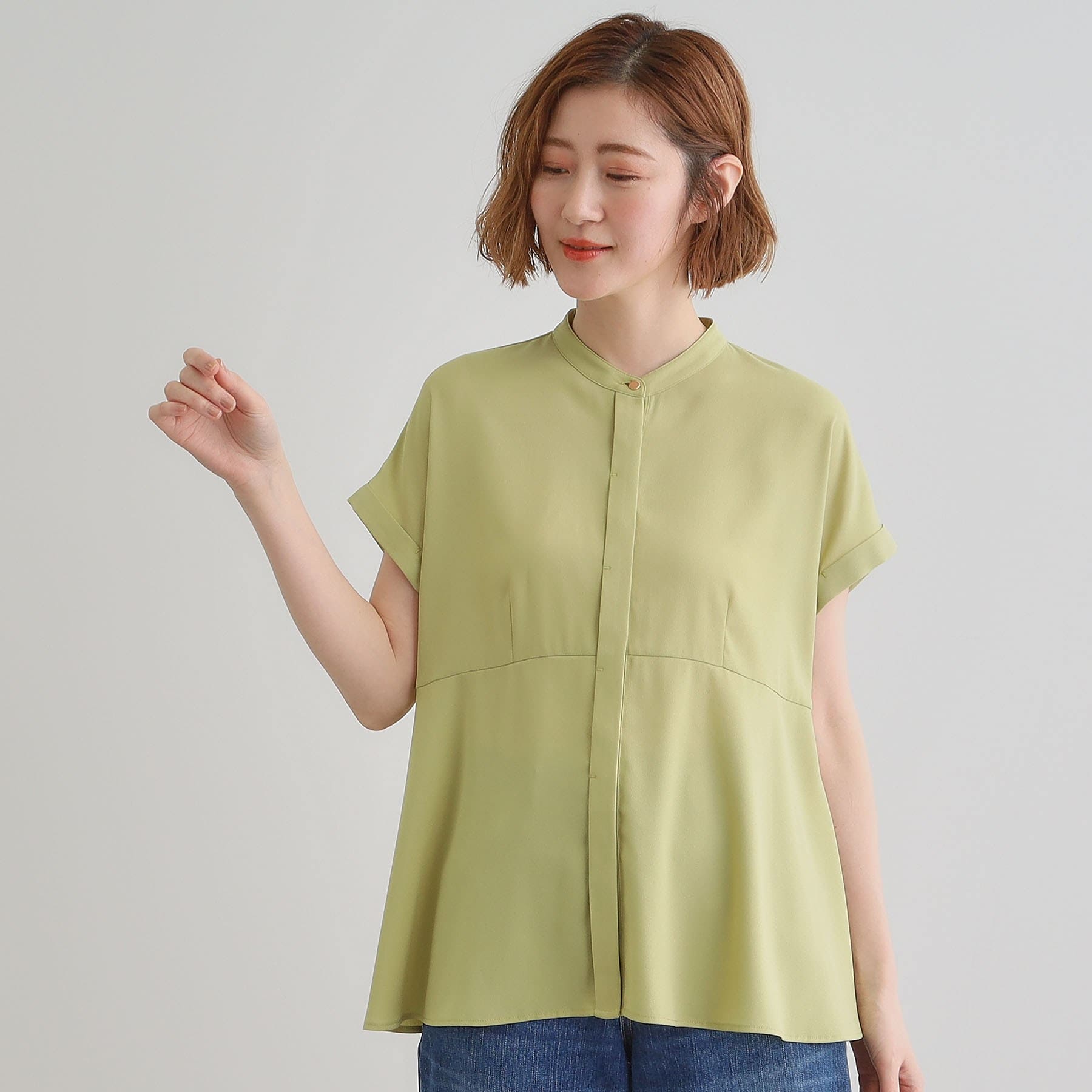 グローブ grove ペプラムシャツブラウス （ライトグリーン(020)） ライトグリーン(020)