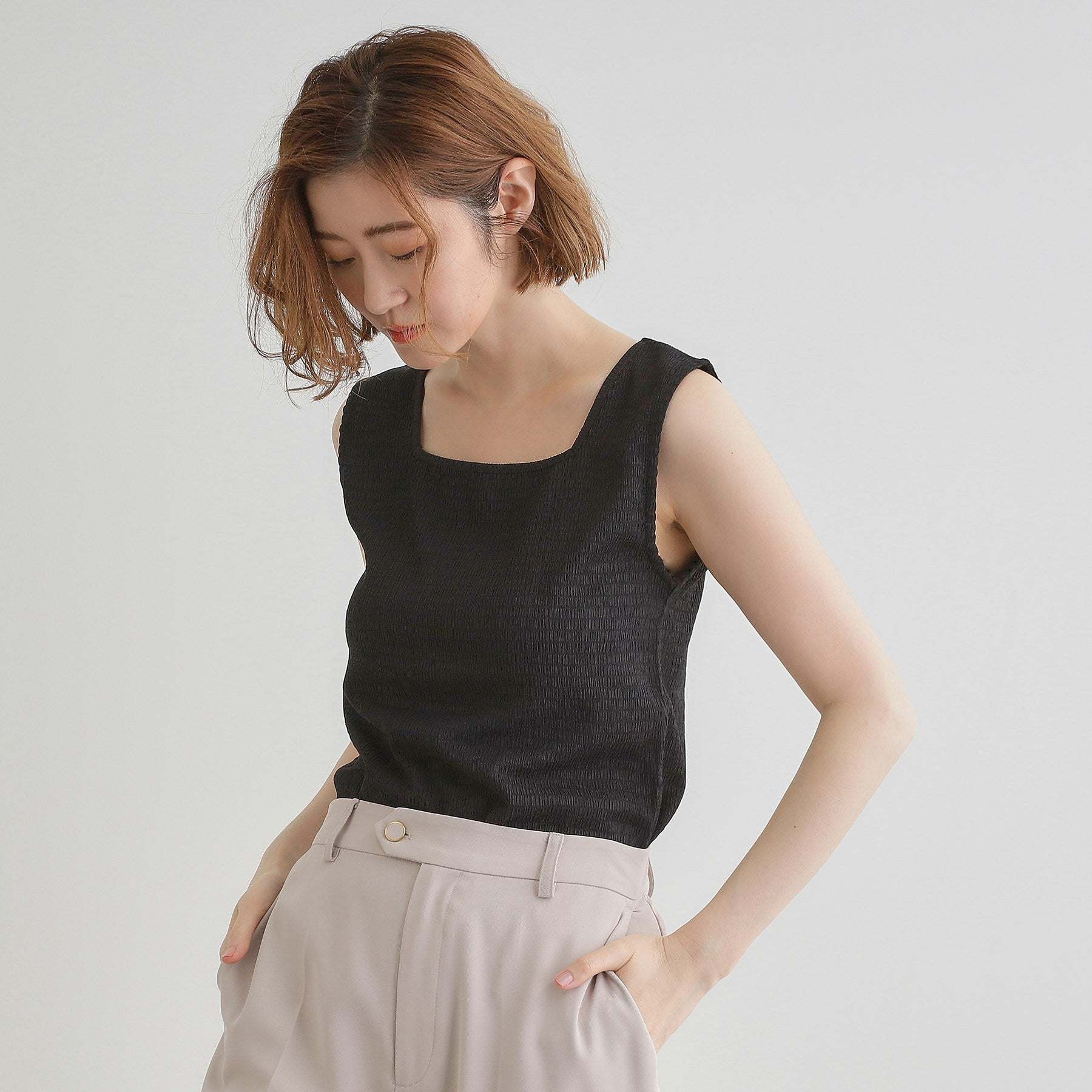 グローブ grove ジャカードスクエアネックタンク （グリーン(025)） グリーン(025)