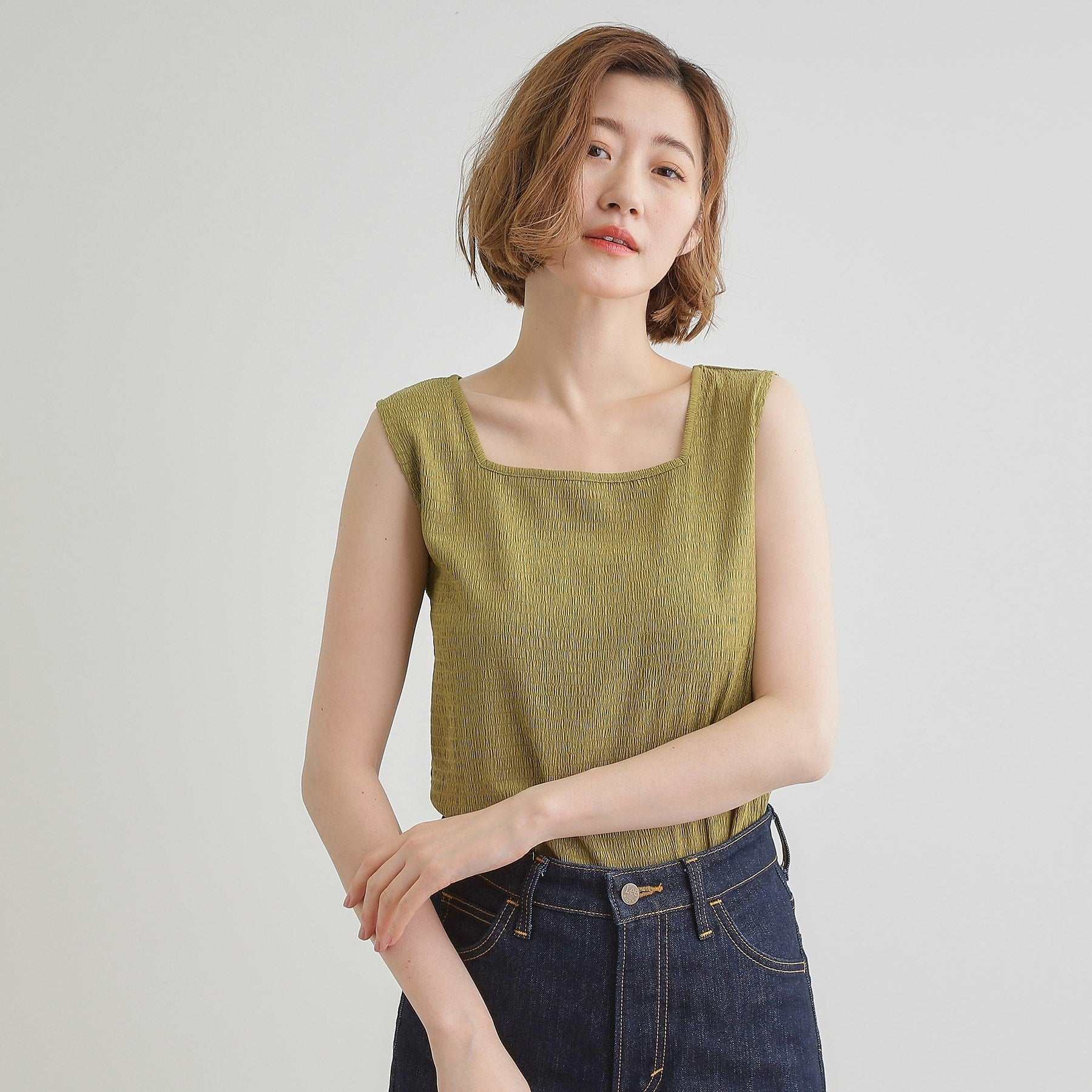 グローブ grove ジャカードスクエアネックタンク （グリーン(025)） グリーン(025)