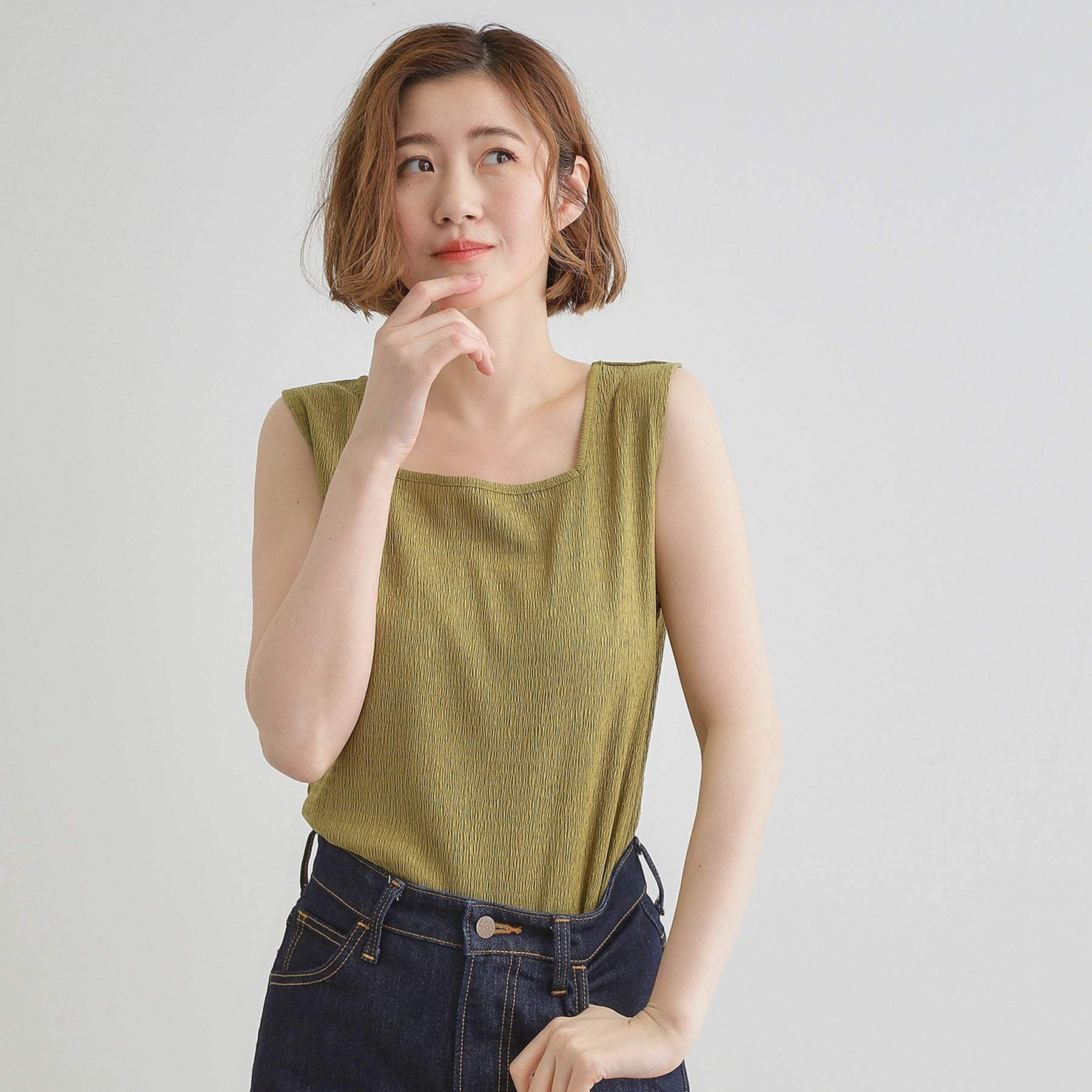 グローブ grove ジャカードスクエアネックタンク （グリーン(025)） グリーン(025)