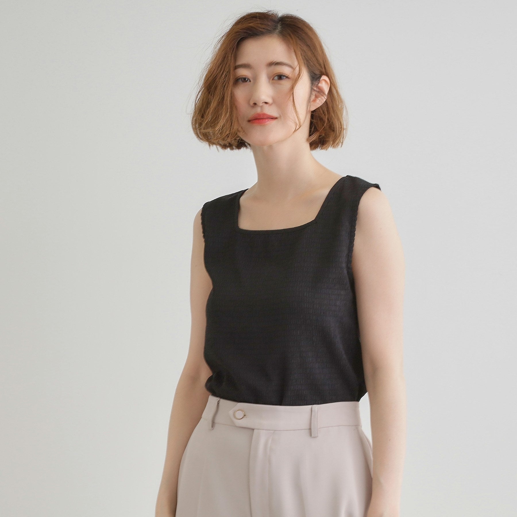 グローブ grove ジャカードスクエアネックタンク （ブラック(019)） ブラック(019)