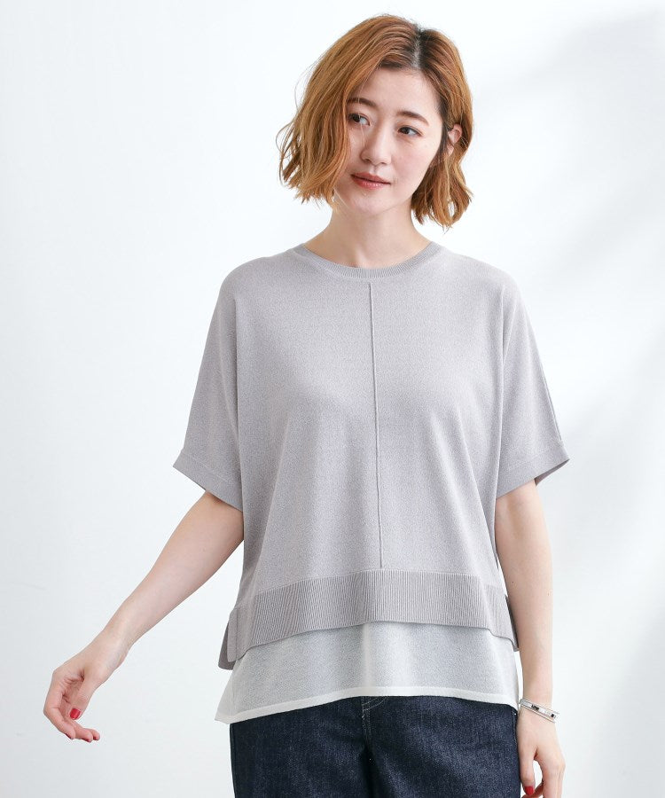 グローブ grove 【夏に嬉しい機能付き】やわらかドライタッチレイヤードライクニット （グレー(012)） グレー(012)