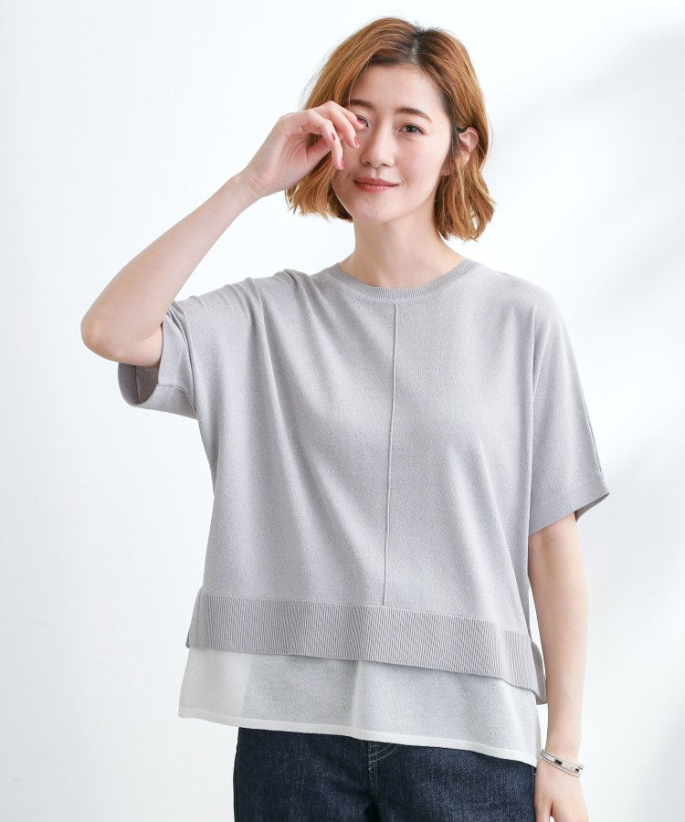 グローブ grove 【夏に嬉しい機能付き】やわらかドライタッチレイヤードライクニット （グレー(012)） グレー(012)