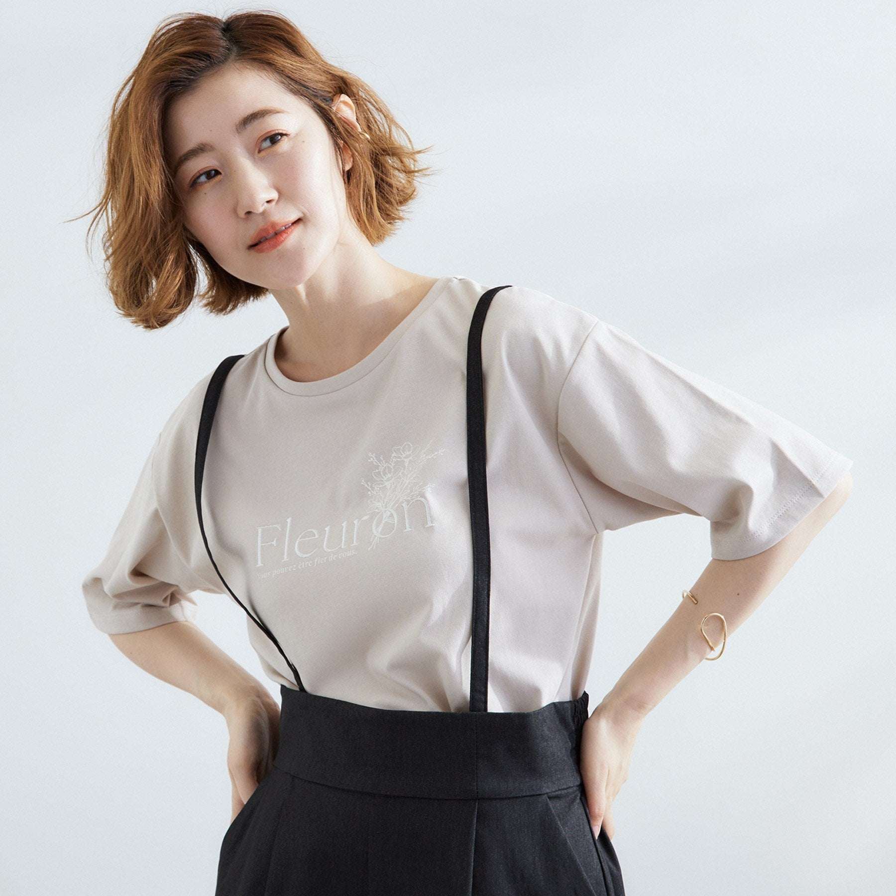 グローブ grove 【多機能】ハーフスリーブロゴTシャツ （オフ×刺繍(003)） オフ×刺繍(003)