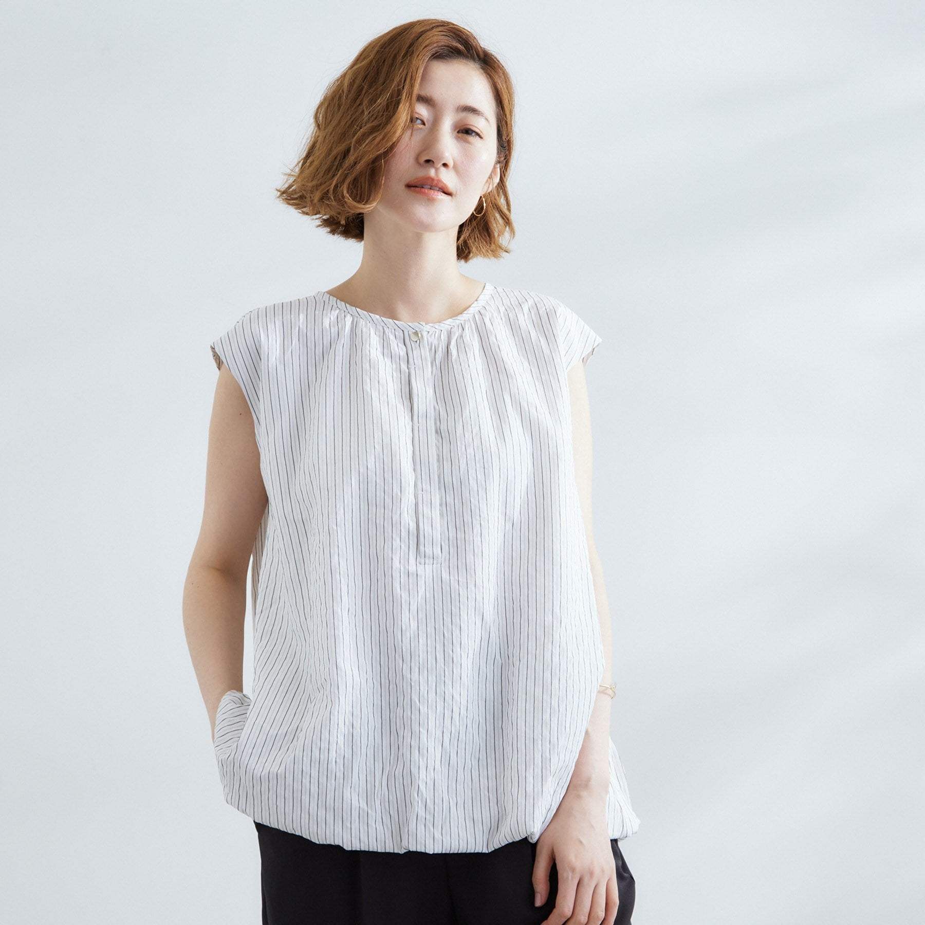 グローブ grove ストライプバルーンブラウス （オフホワイト(303)） オフホワイト(303)