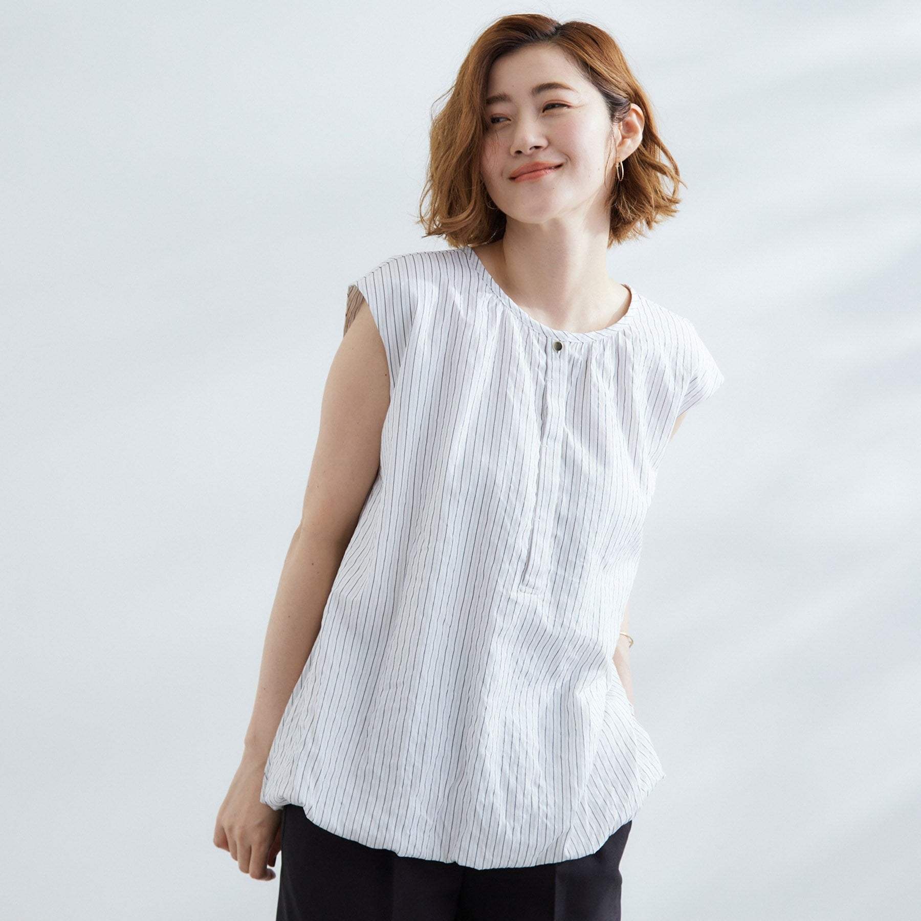 グローブ grove ストライプバルーンブラウス （オフホワイト(303)） オフホワイト(303)