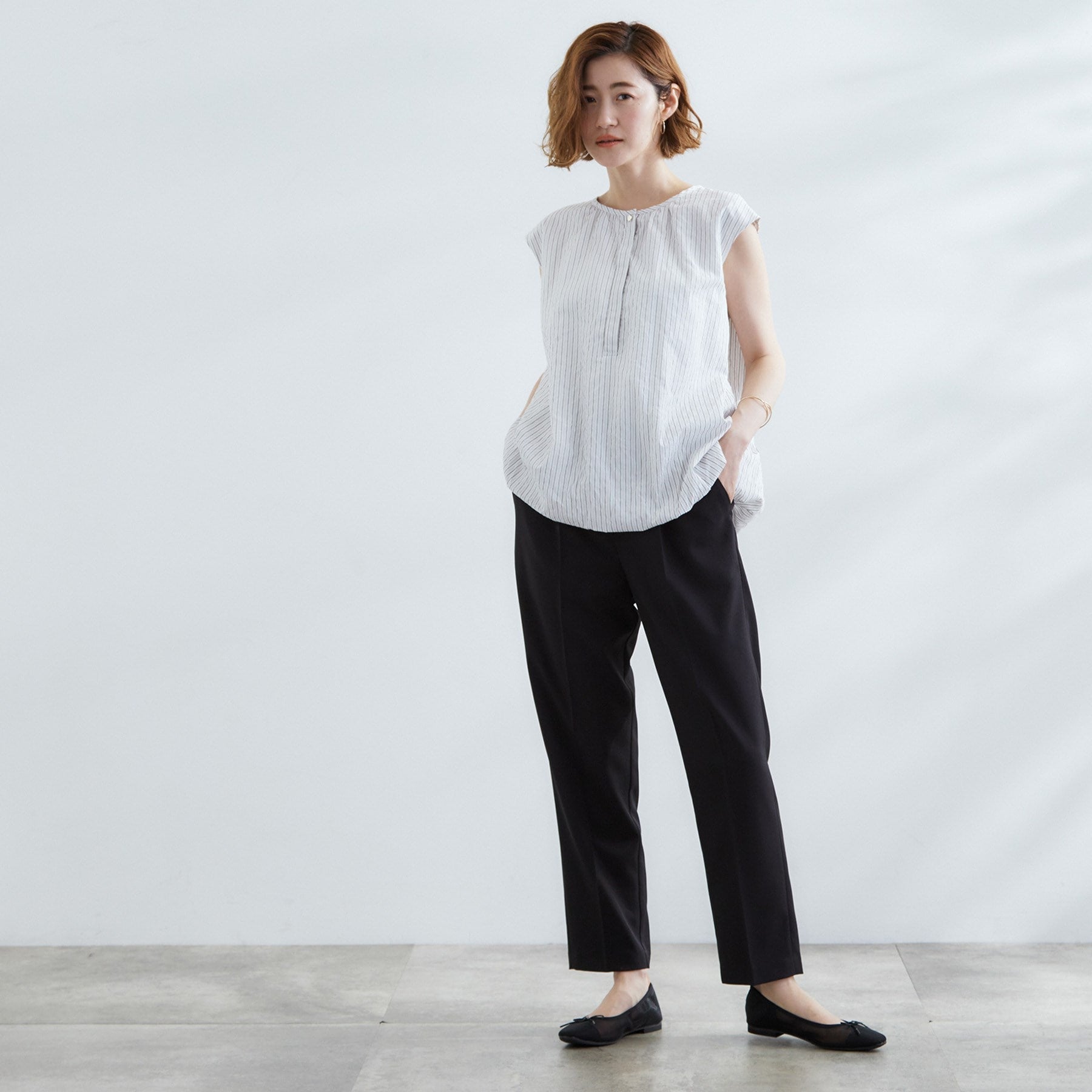 グローブ grove ストライプバルーンブラウス （オフホワイト(303)） オフホワイト(303)