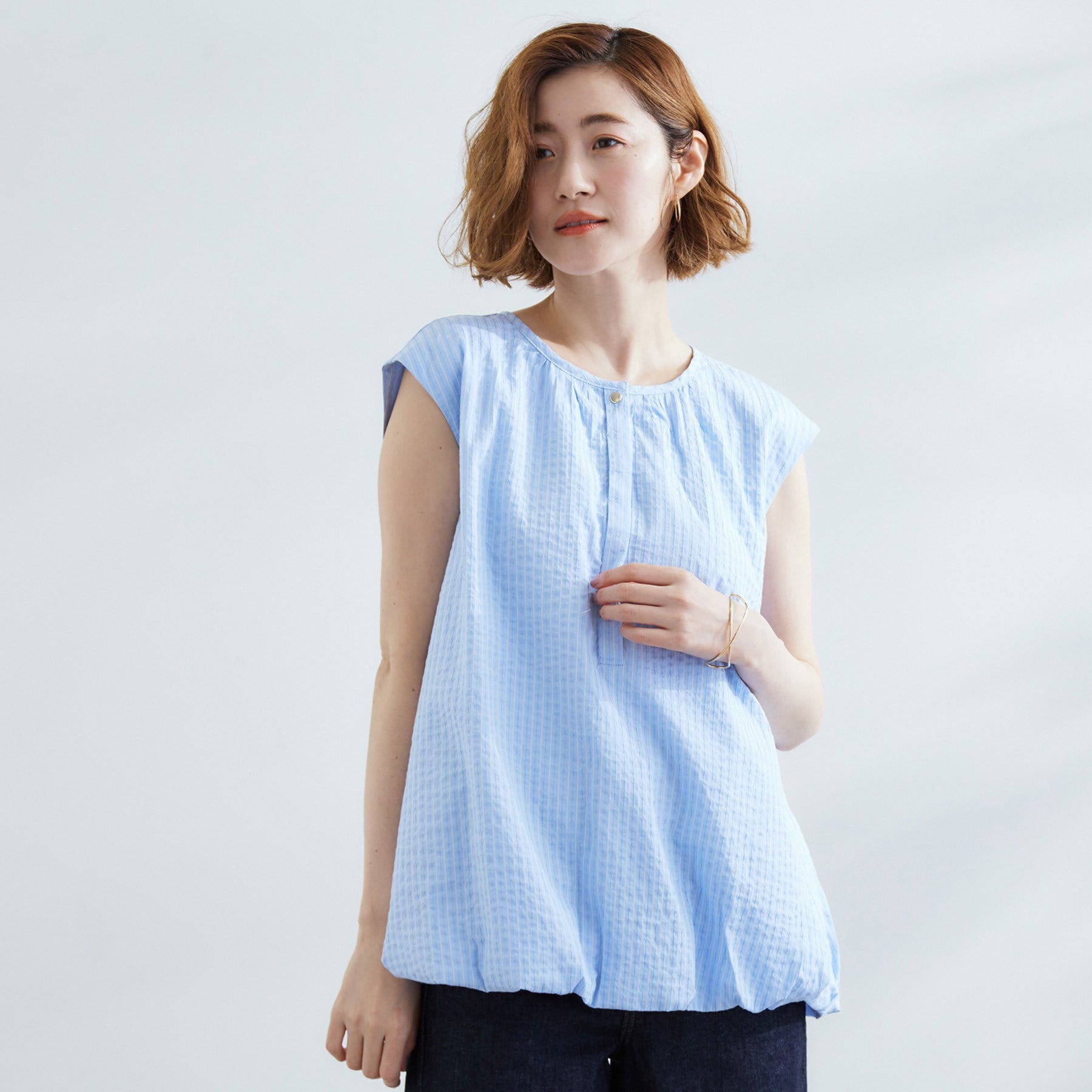 グローブ grove ストライプバルーンブラウス （オフホワイト(303)） オフホワイト(303)