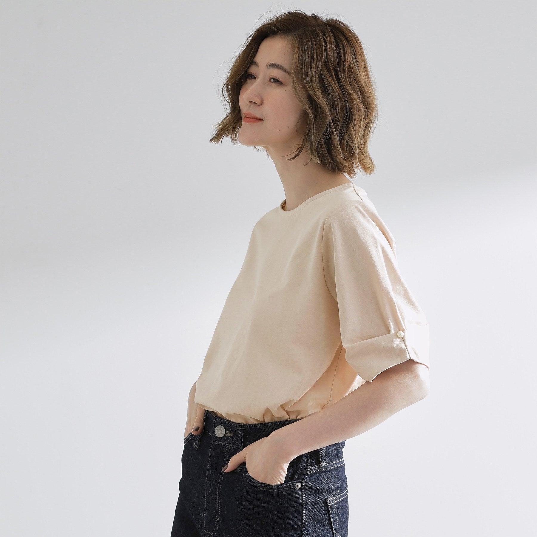 グローブ grove 袖口パール調タックプルオーバー （グレージュ(050)） グレージュ(050)