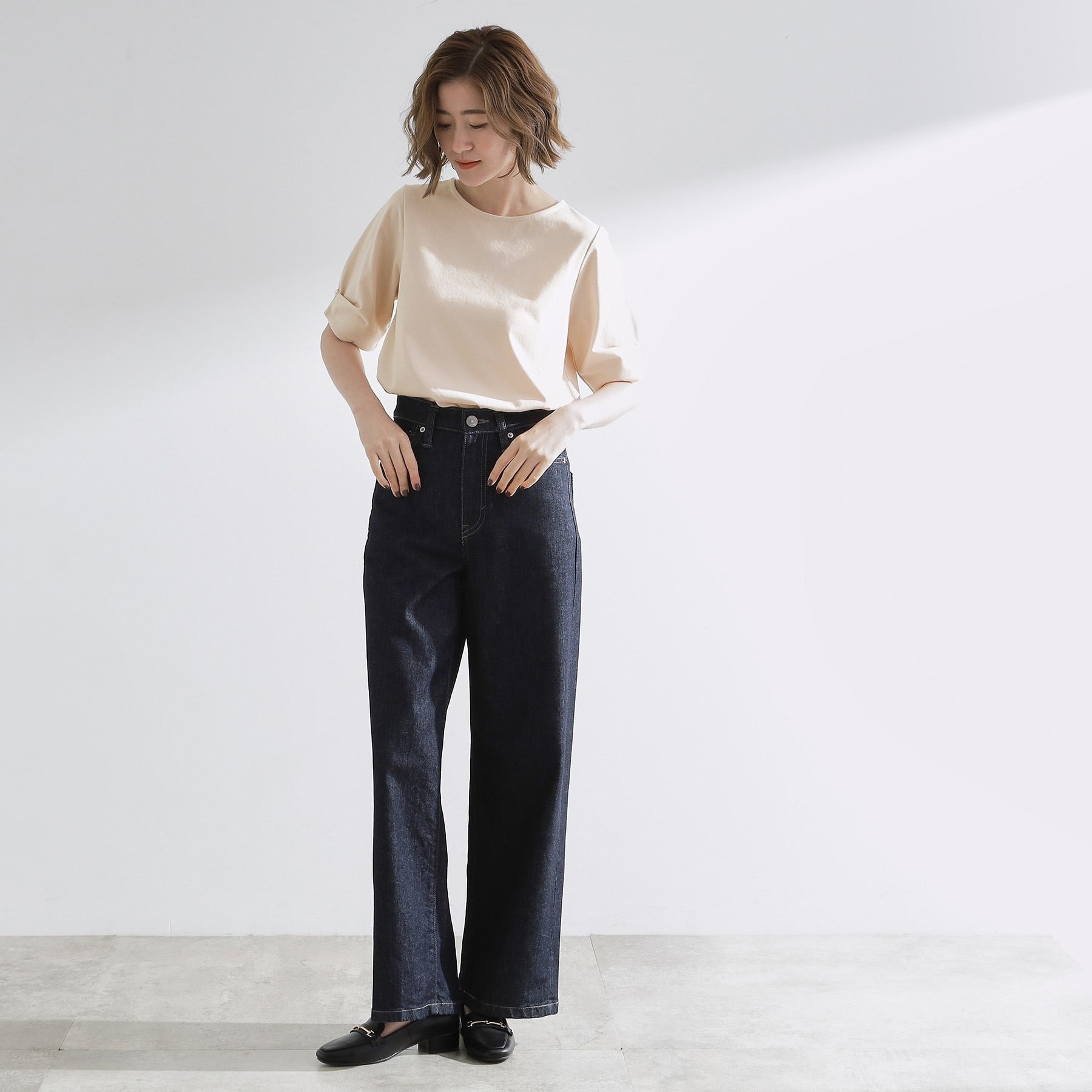 グローブ grove 袖口パール調タックプルオーバー （グレージュ(050)） グレージュ(050)