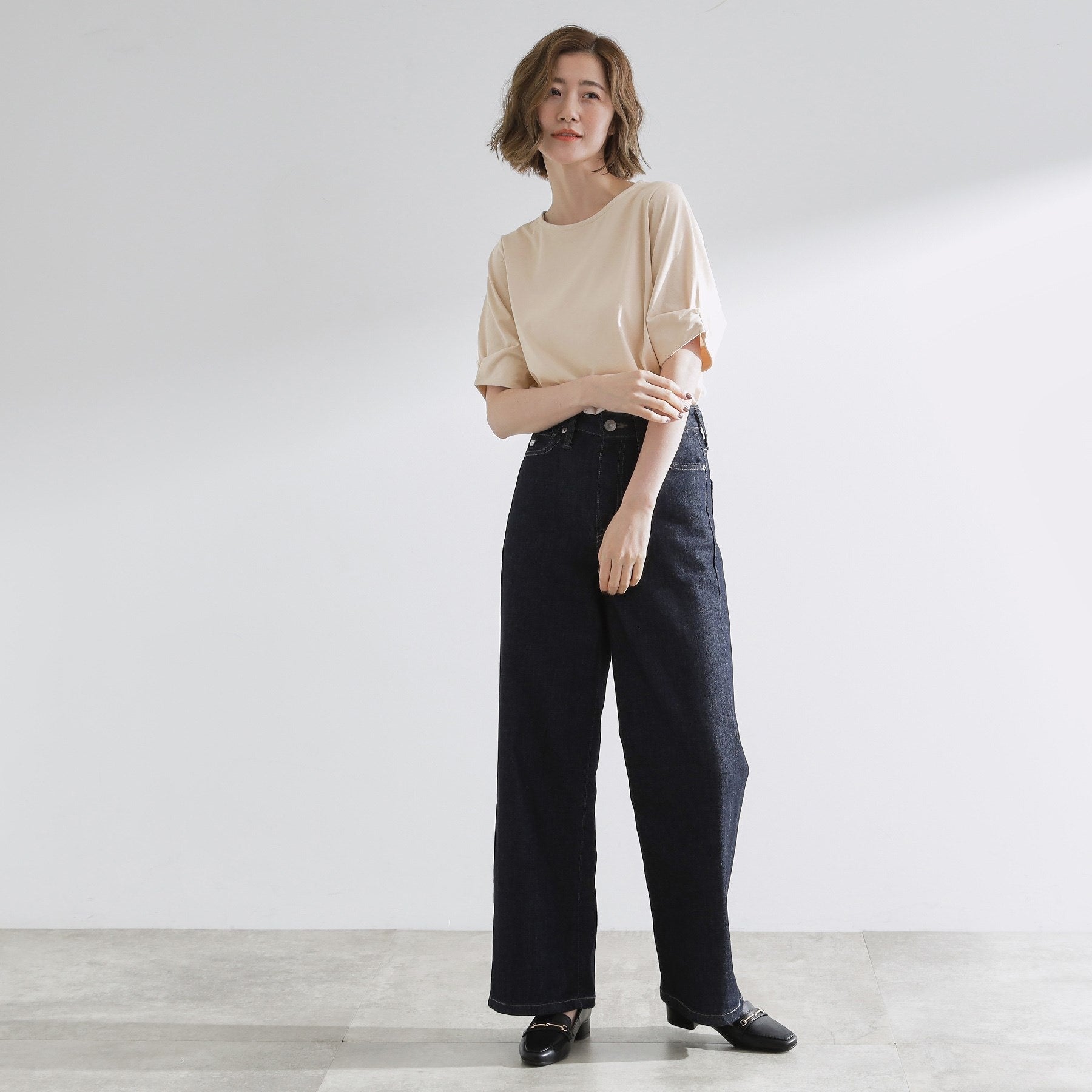 グローブ grove 袖口パール調タックプルオーバー （グレージュ(050)） グレージュ(050)