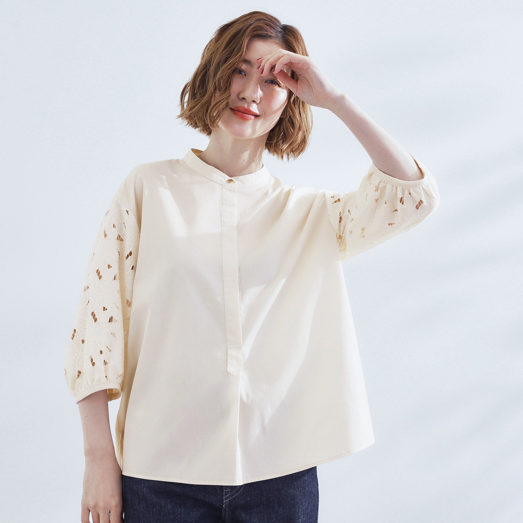 グローブ grove エシカル袖刺繍ブラウス （アイボリー(004)） アイボリー(004)