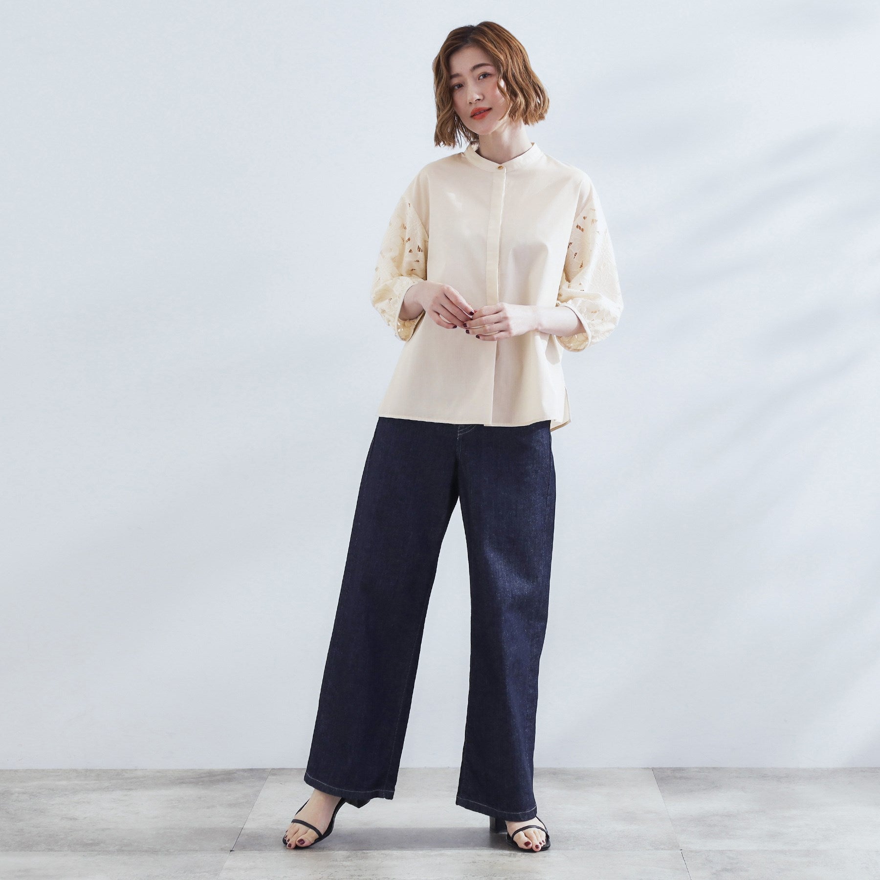 グローブ grove エシカル袖刺繍ブラウス （アイボリー(004)） アイボリー(004)