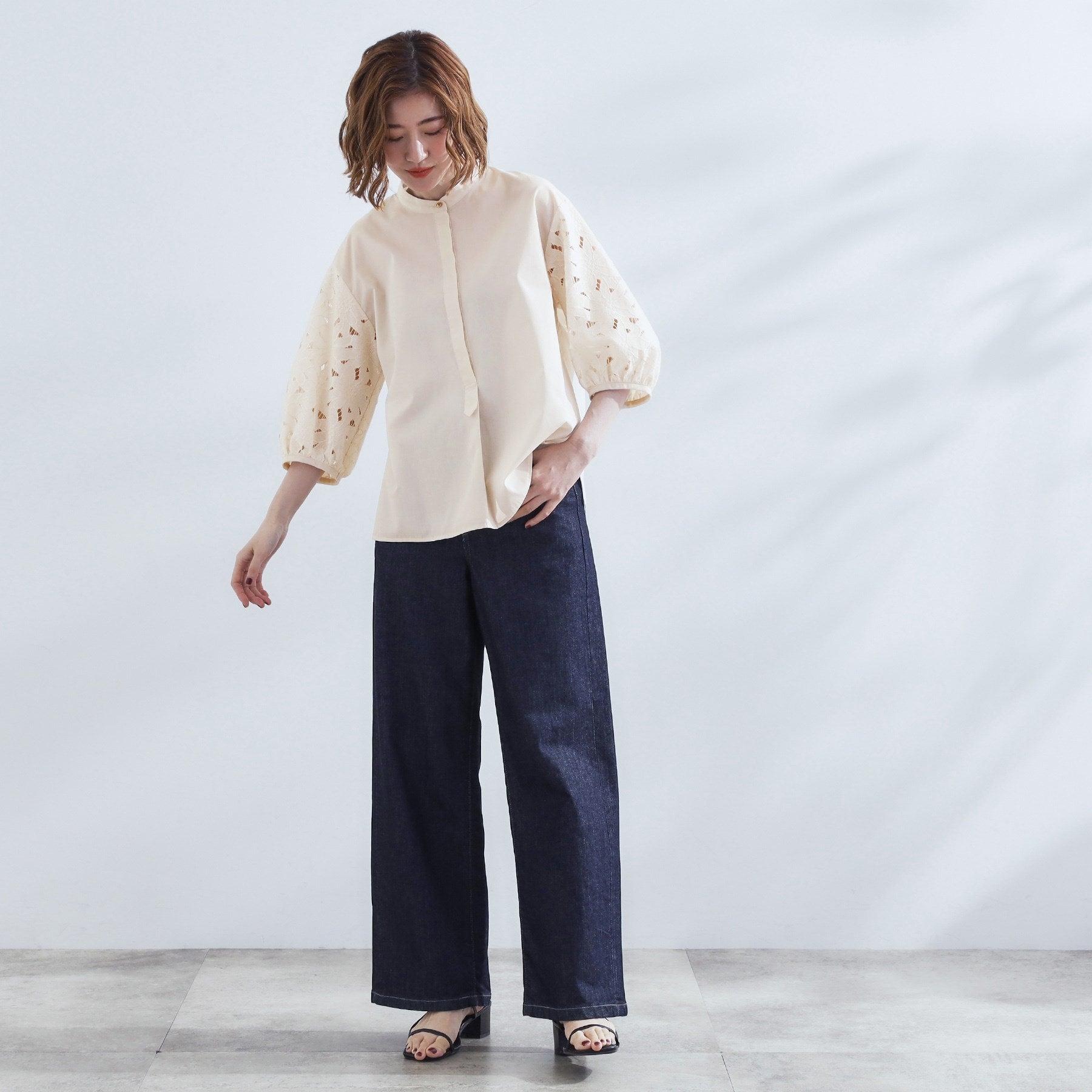 グローブ grove エシカル袖刺繍ブラウス （アイボリー(004)） アイボリー(004)