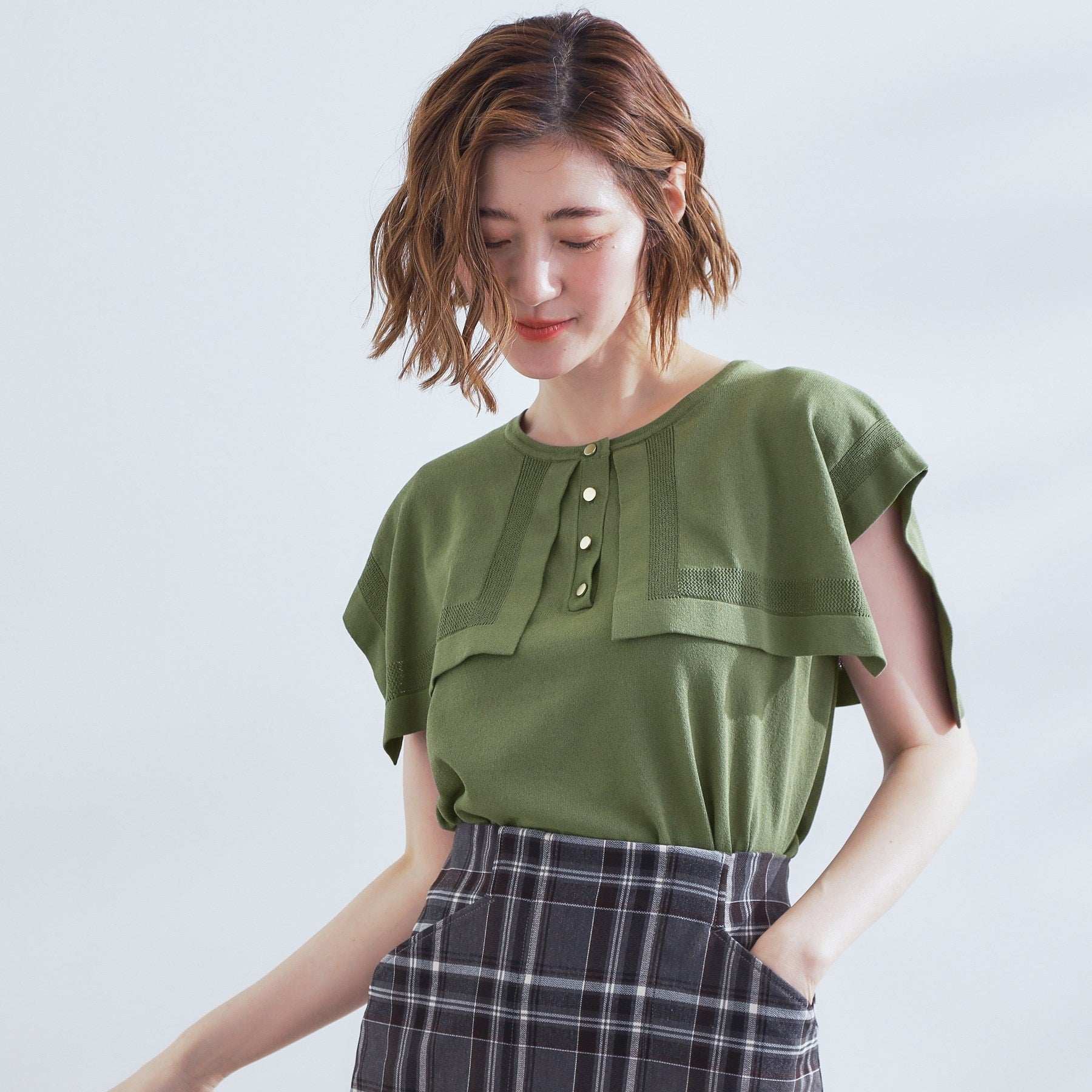 グローブ grove セーラーカラーニット （オリーブグリーン(026)） オリーブグリーン(026)