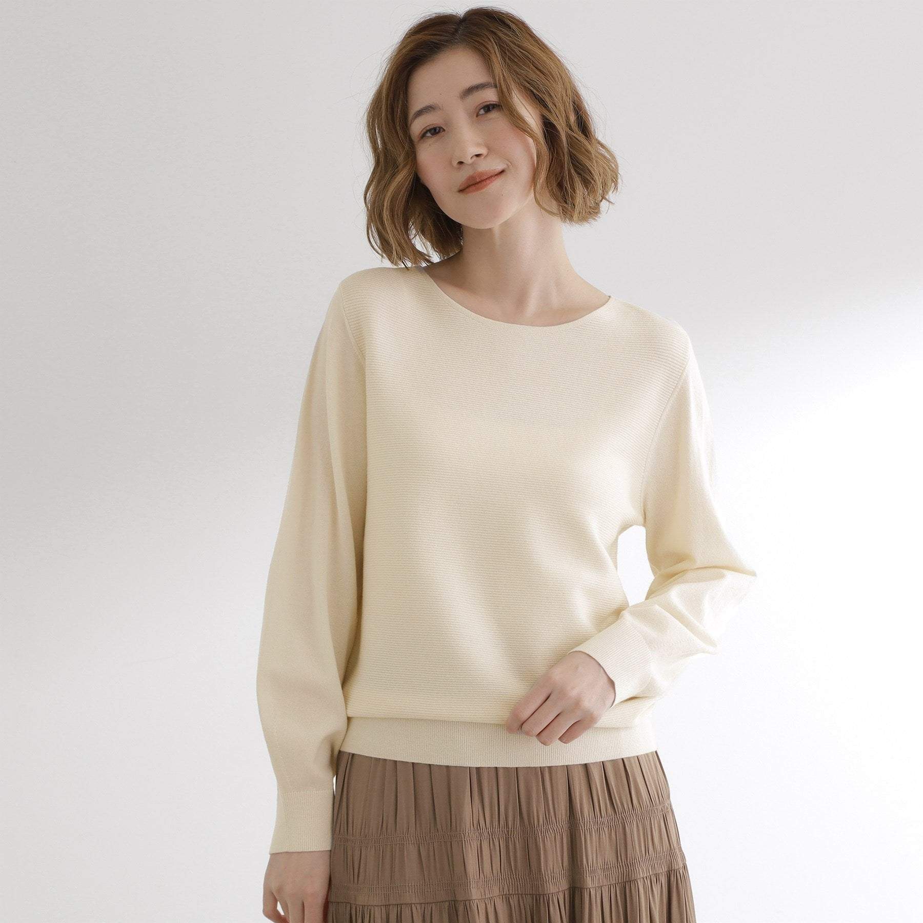 グローブ grove 【毛玉軽減】ガーターボートネックプルオーバー （オフホワイト(003)） オフホワイト(003)