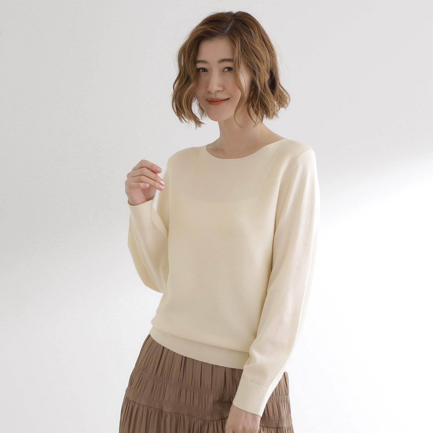 グローブ grove 【毛玉軽減】ガーターボートネックプルオーバー （オフホワイト(003)） オフホワイト(003)