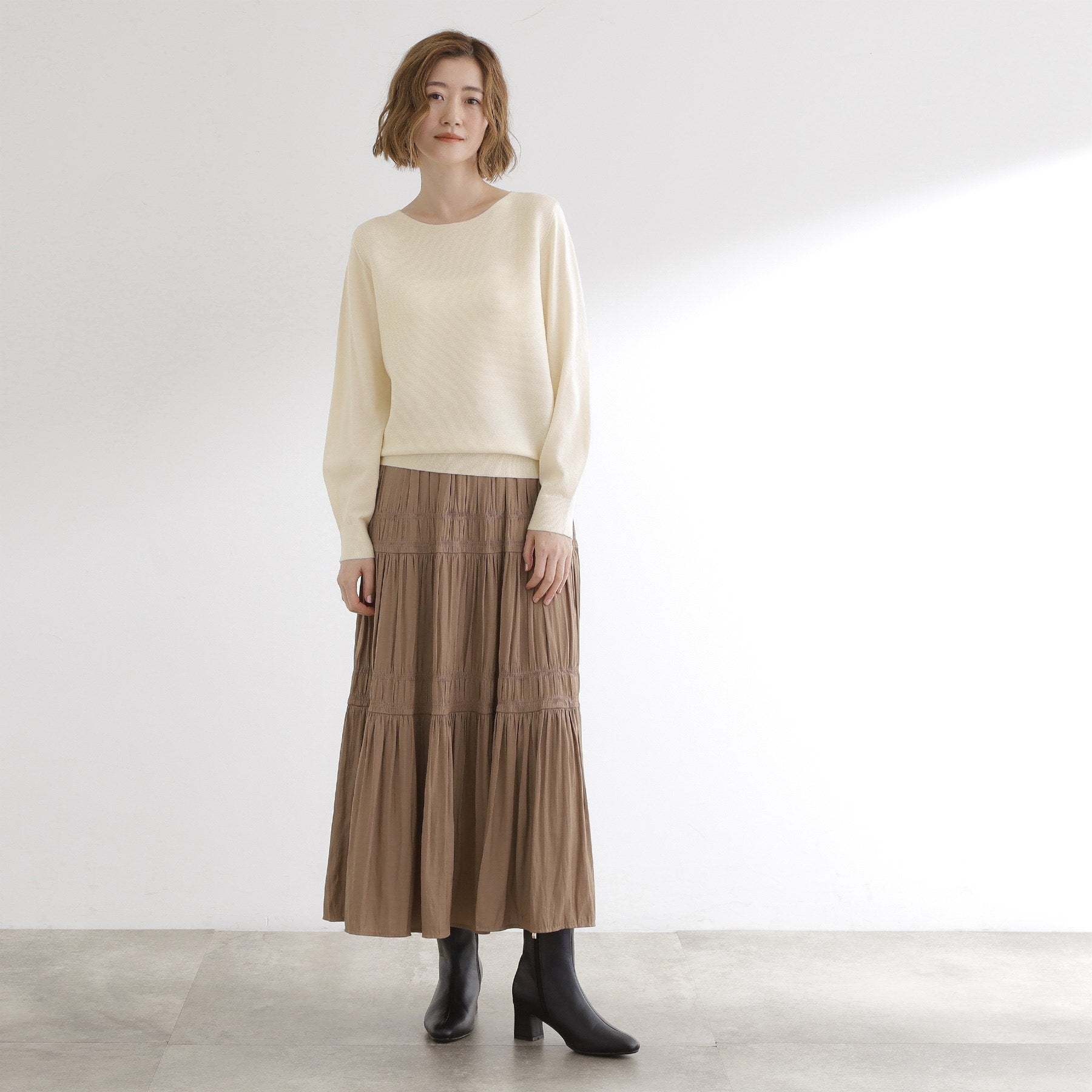 グローブ grove 【毛玉軽減】ガーターボートネックプルオーバー （オフホワイト(003)） オフホワイト(003)