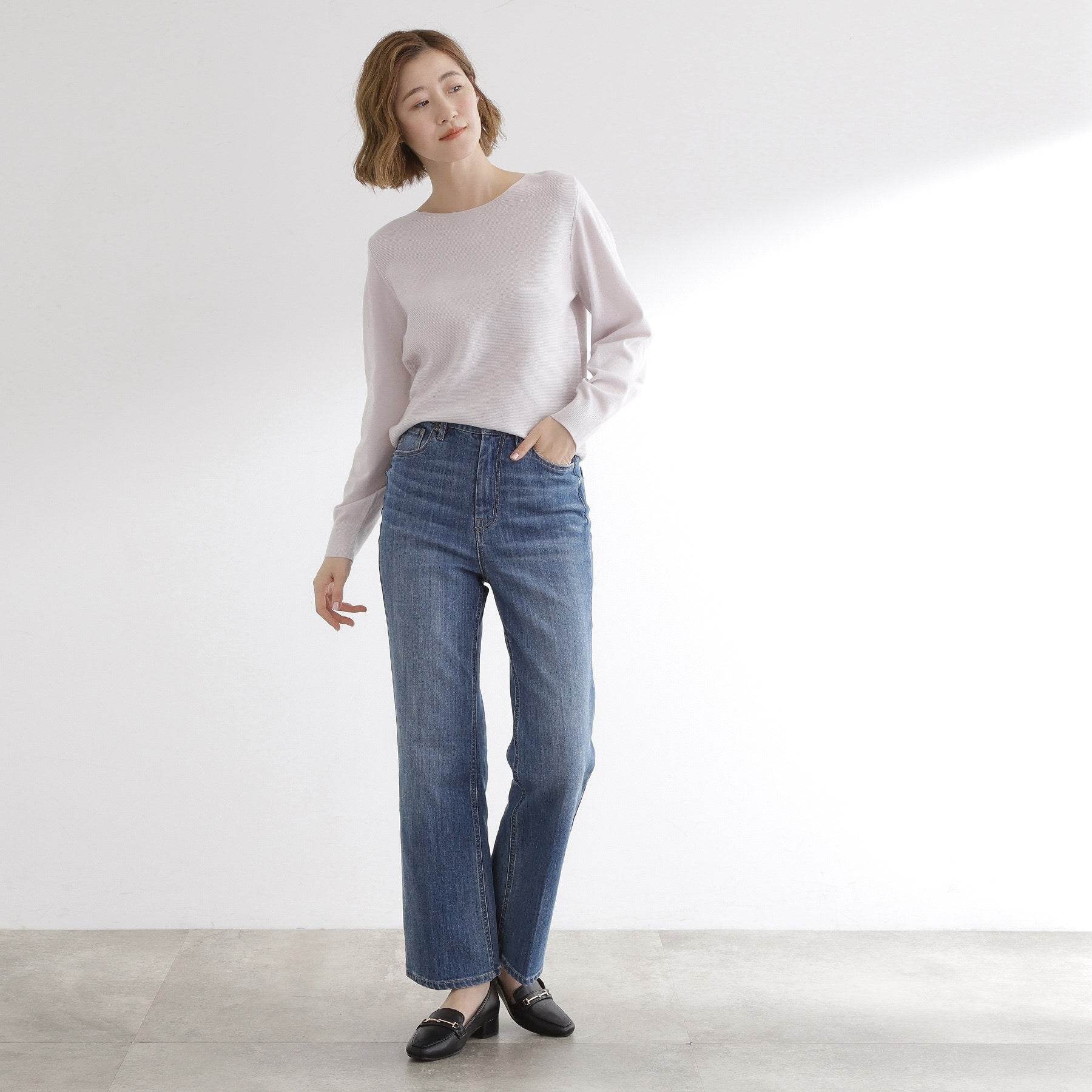 グローブ grove 【毛玉軽減】ガーターボートネックプルオーバー （オフホワイト(003)） オフホワイト(003)