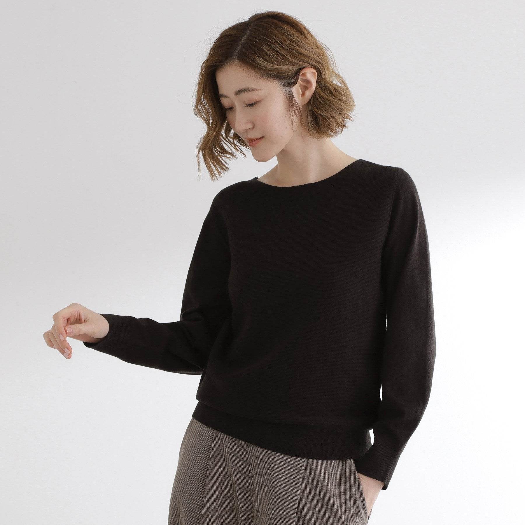 グローブ grove 【毛玉軽減】ガーターボートネックプルオーバー （オフホワイト(003)） オフホワイト(003)