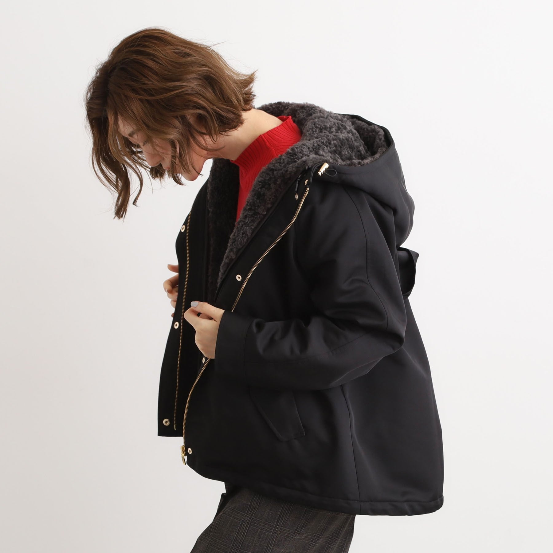 グローブ grove ボアライナーセット3WAYショートマウンテンパーカ （ブラック(019)） ブラック(019)