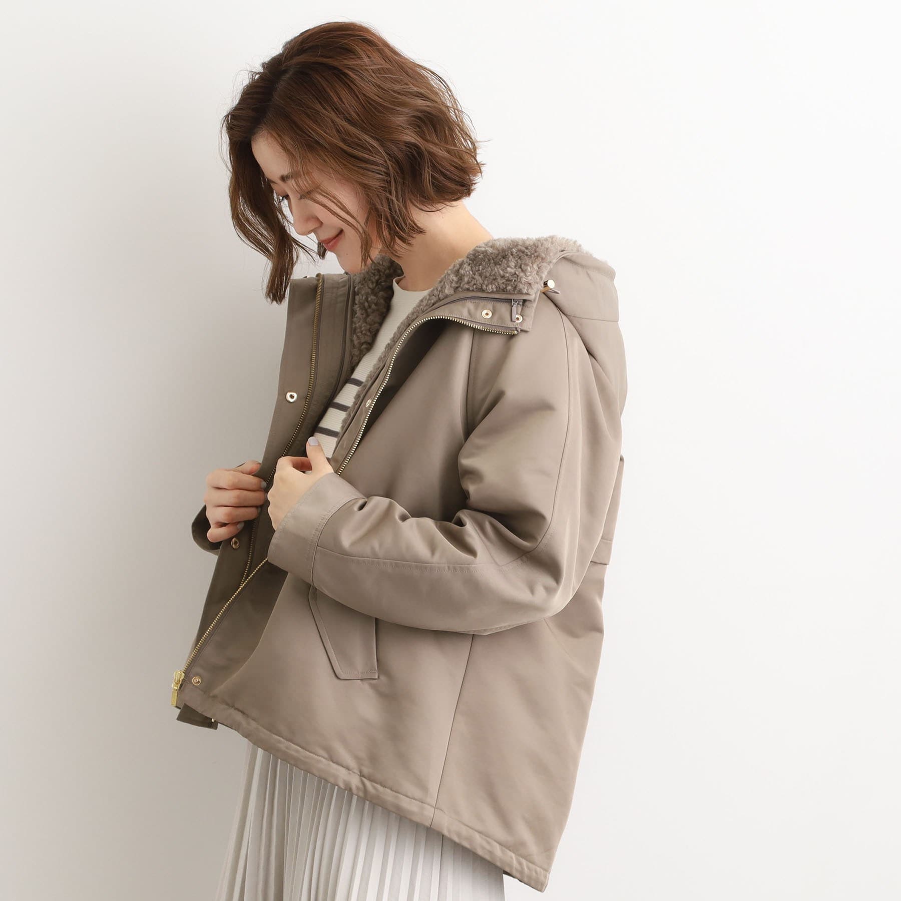 グローブ grove ボアライナーセット3WAYショートマウンテンパーカ （ブラック(019)） ブラック(019)