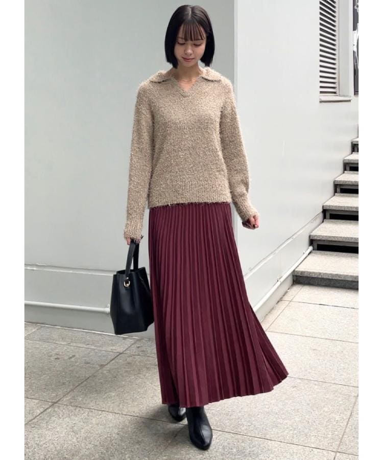 グローブ grove スエード調プリーツスカート （グレージュ(050)） グレージュ(050)