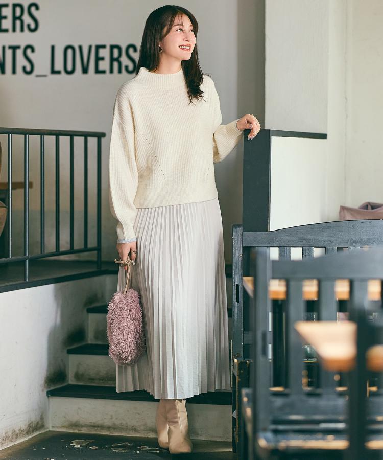 グローブ grove スエード調プリーツスカート （グレージュ(050)） グレージュ(050)