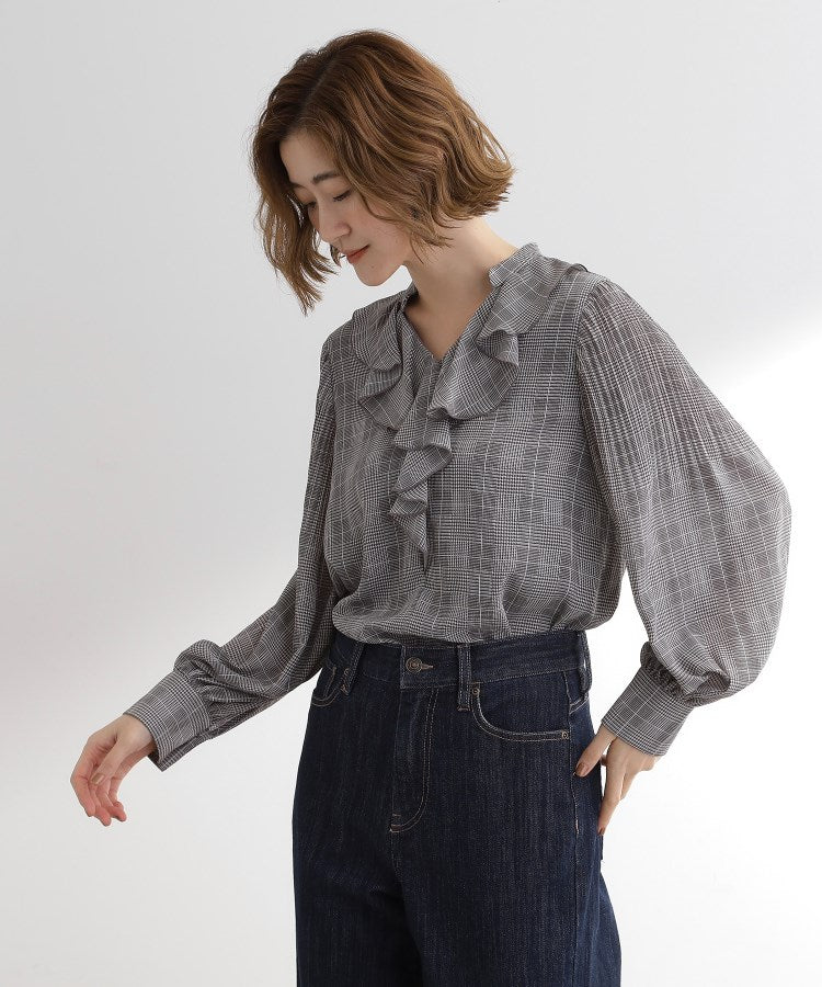 グローブ grove 袖プリーツフロントフリルブラウス （グレンチャック(219)） グレンチャック(219)