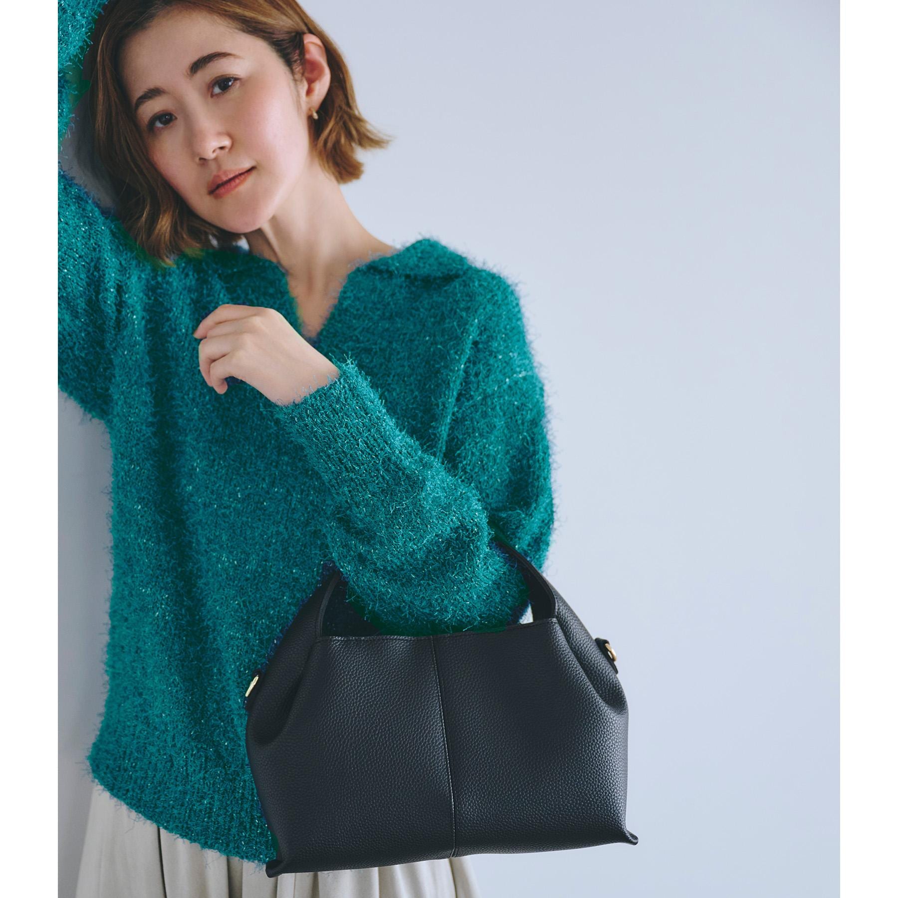 グローブ grove ラメフェザーヤーン オープンカラーニット （オフホワイト(003)） オフホワイト(003)