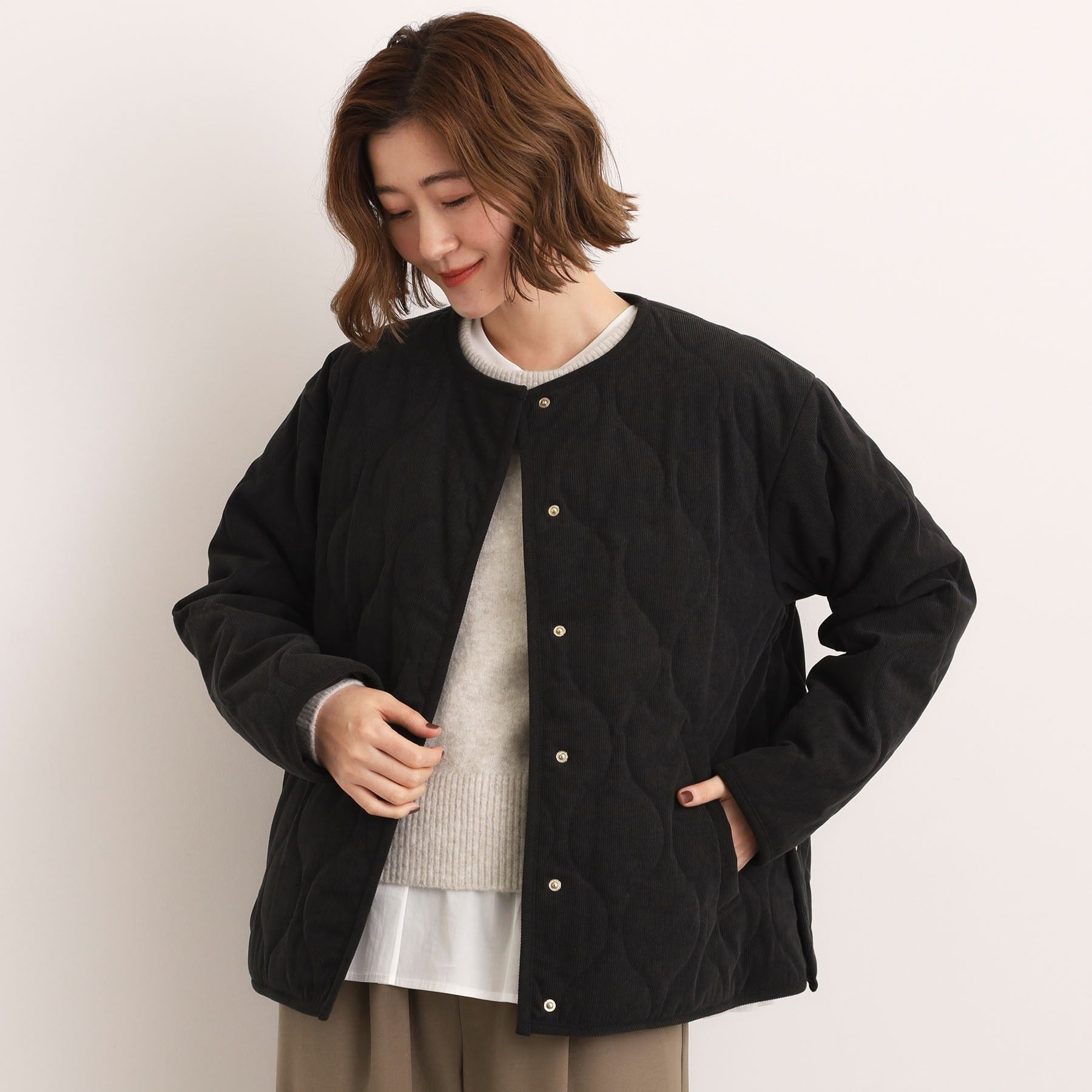 グローブ grove コーデュロイ リバーシブル中綿ジャケット （ブラウン(043)） ブラウン(043)