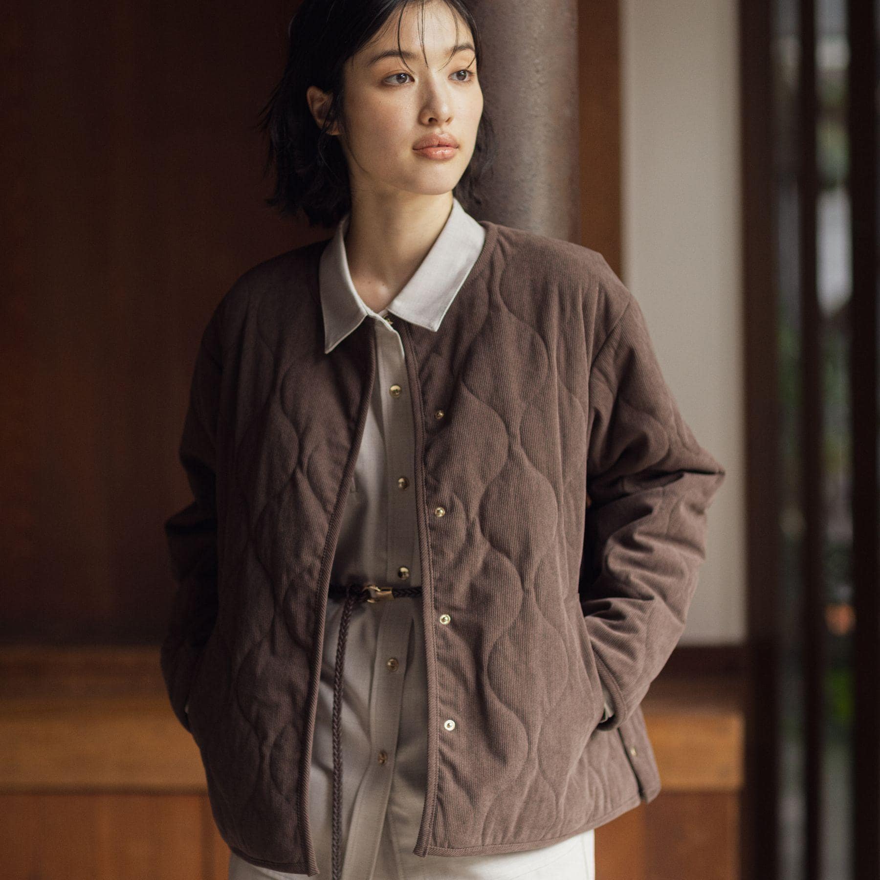 グローブ grove コーデュロイ リバーシブル中綿ジャケット （ブラウン(043)） ブラウン(043)