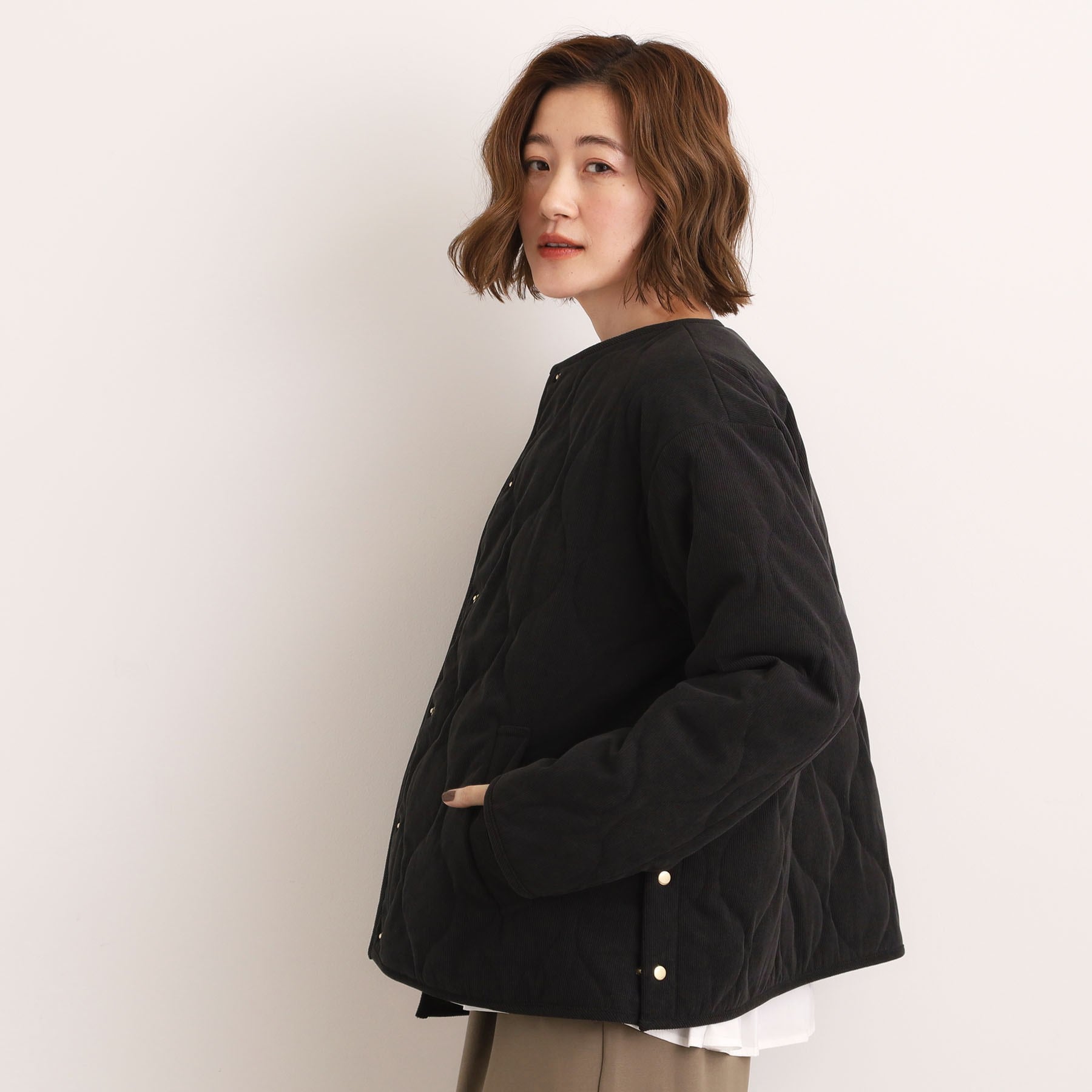 グローブ grove コーデュロイ リバーシブル中綿ジャケット （ブラック(019)） ブラック(019)