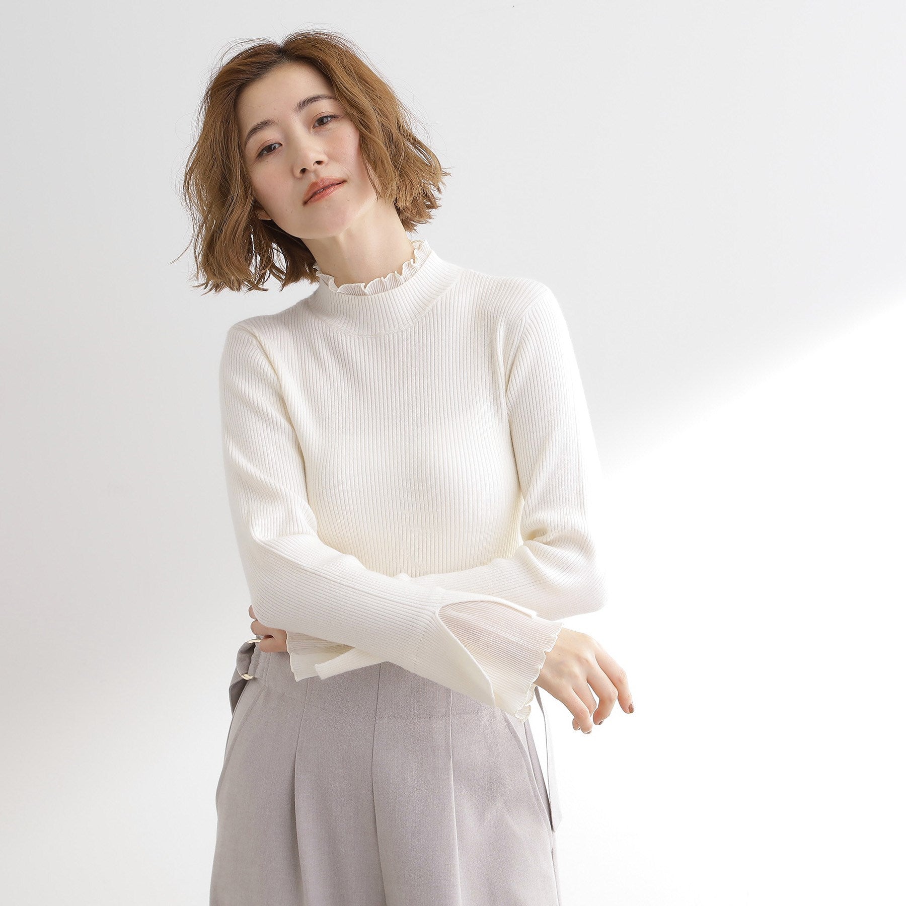 グローブ grove プリーツレイヤードニットプルオーバー （オフホワイト(003)） オフホワイト(003)