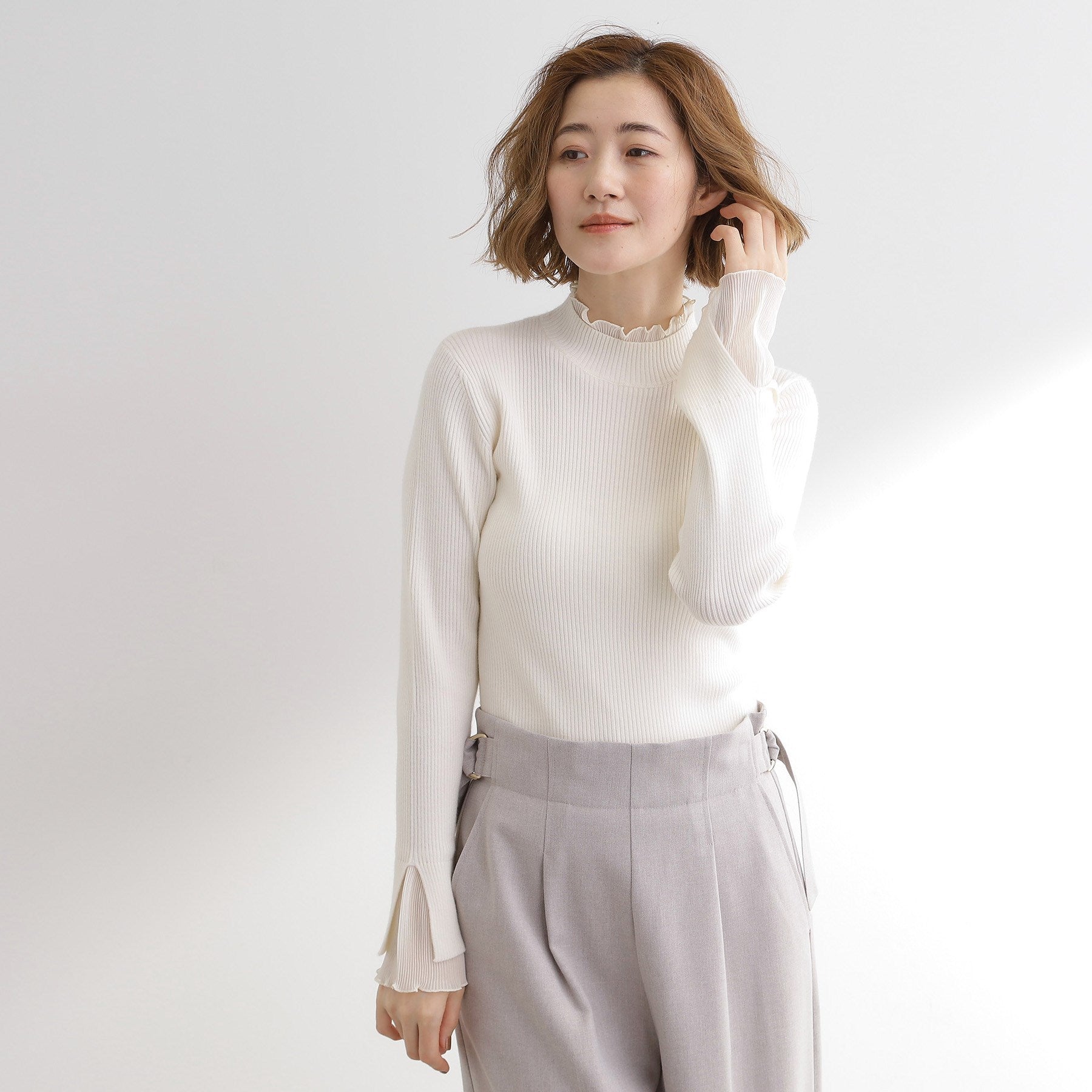 グローブ grove プリーツレイヤードニットプルオーバー （オフホワイト(003)） オフホワイト(003)