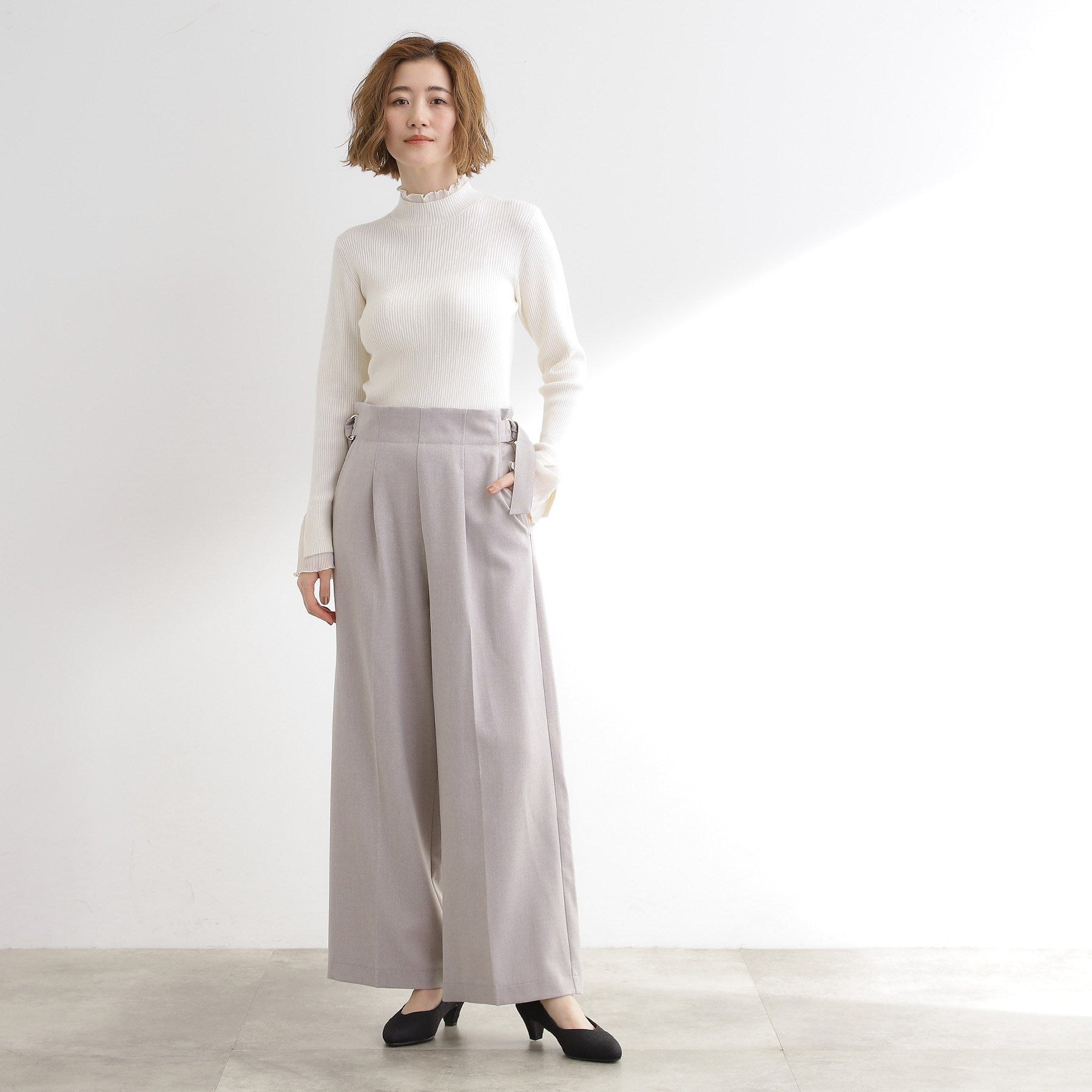 グローブ grove プリーツレイヤードニットプルオーバー （オフホワイト(003)） オフホワイト(003)