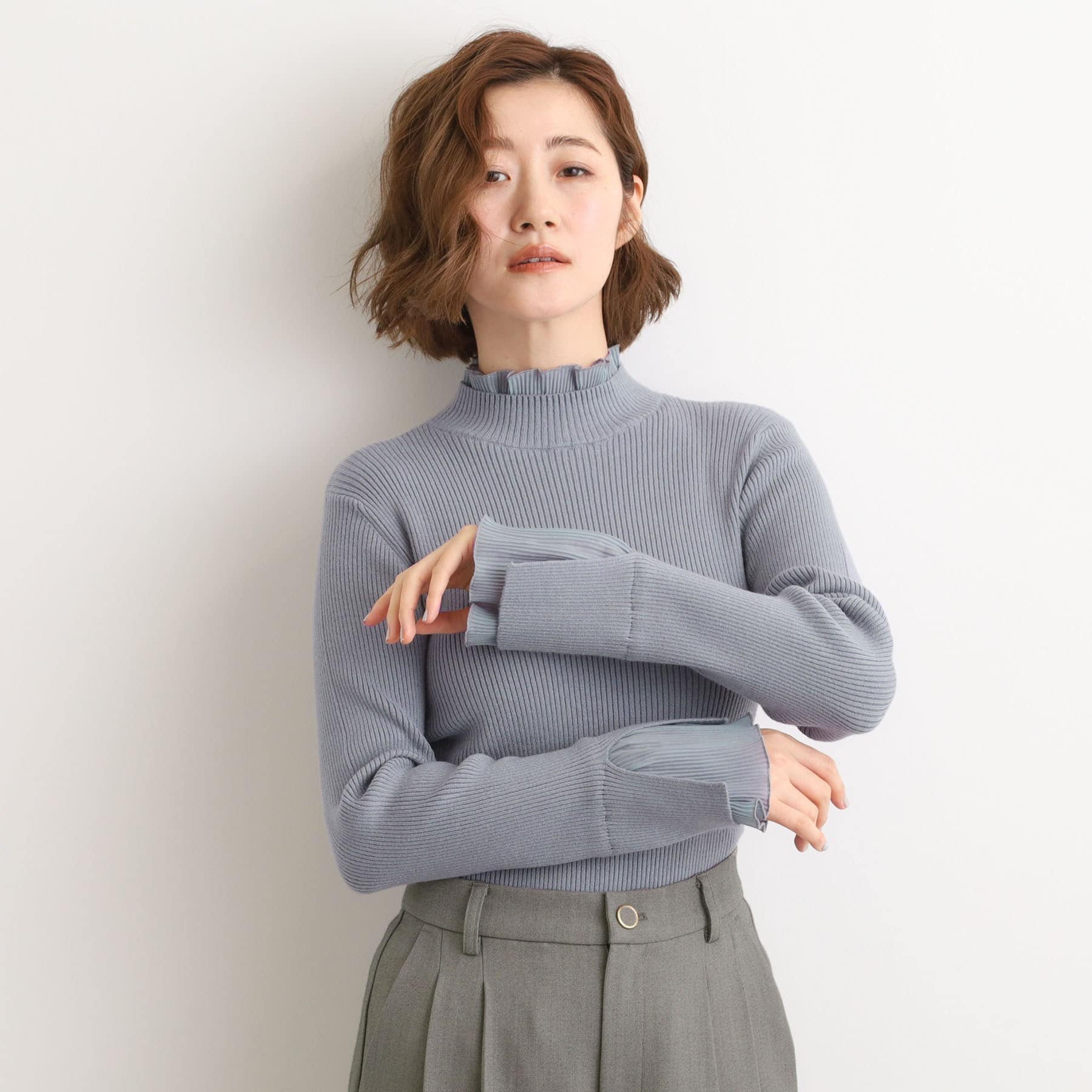 グローブ grove プリーツレイヤードニットプルオーバー （オフホワイト(003)） オフホワイト(003)