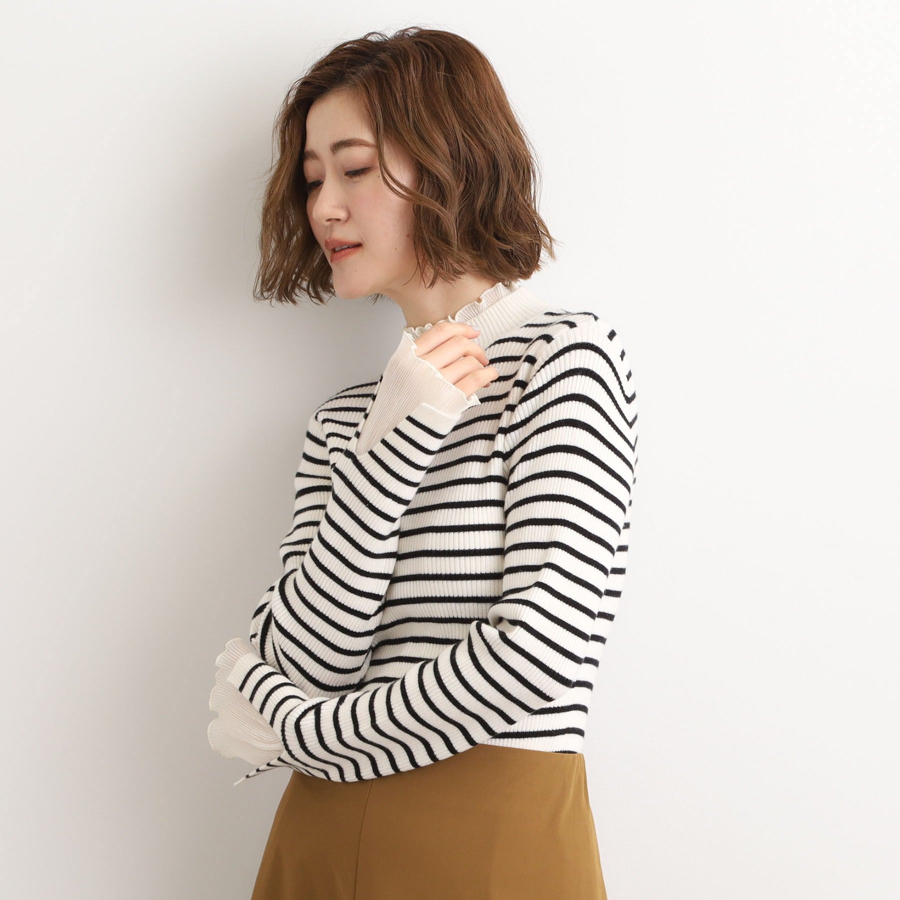 グローブ grove プリーツレイヤードニットプルオーバー （オフホワイト(003)） オフホワイト(003)