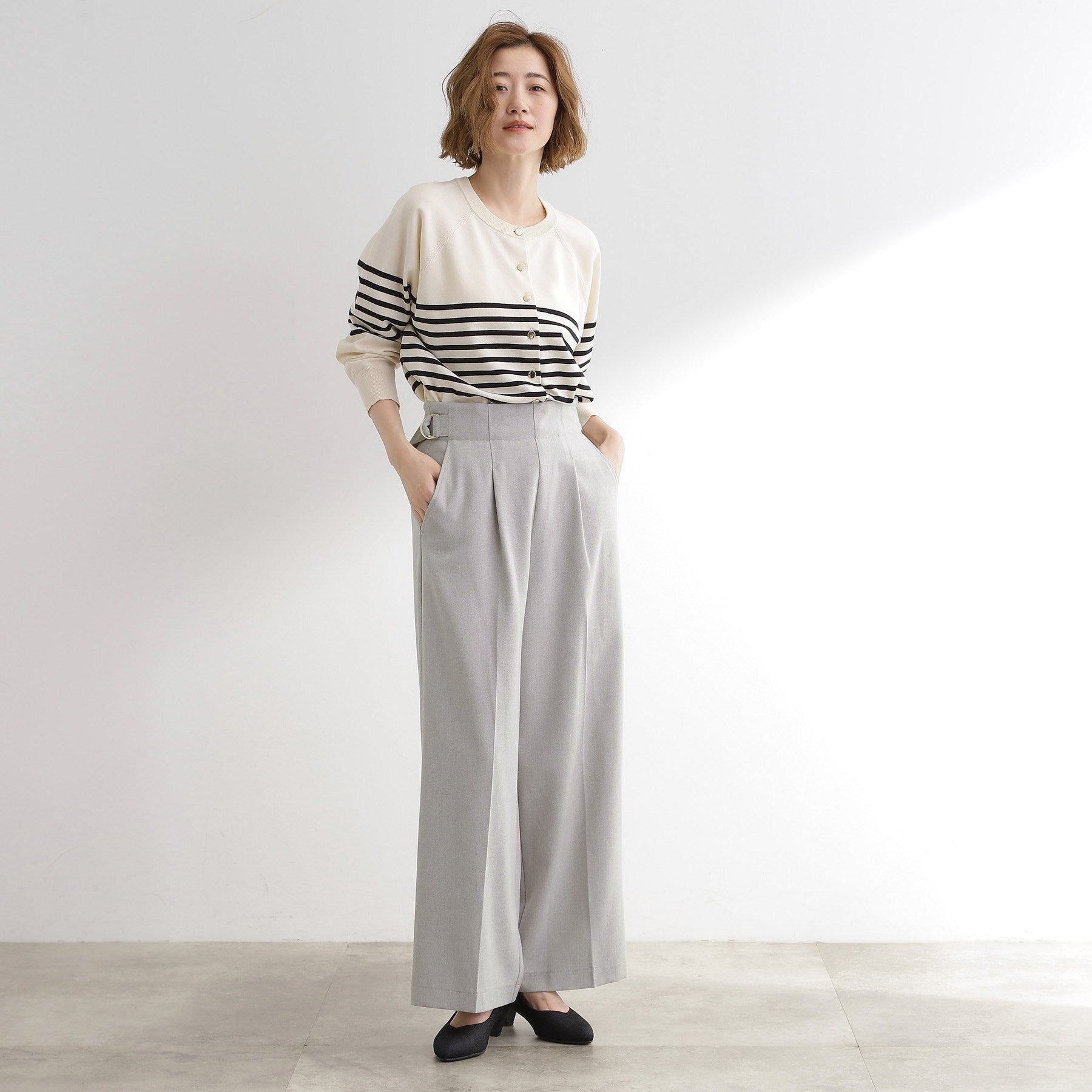 グローブ grove サス付きセンタープレスワイドパンツ （ブラウン(043)） ブラウン(043)