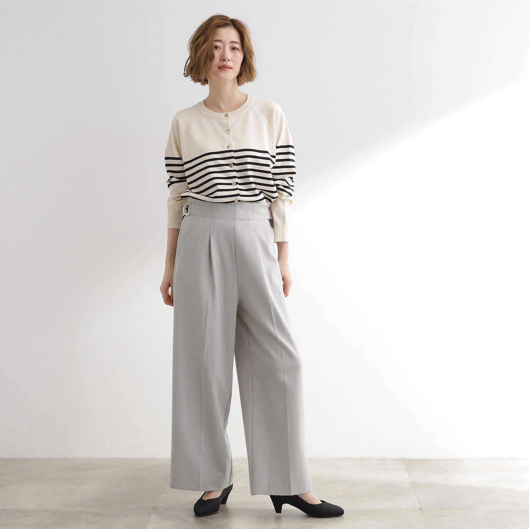 グローブ grove サス付きセンタープレスワイドパンツ （ブラウン(043)） ブラウン(043)