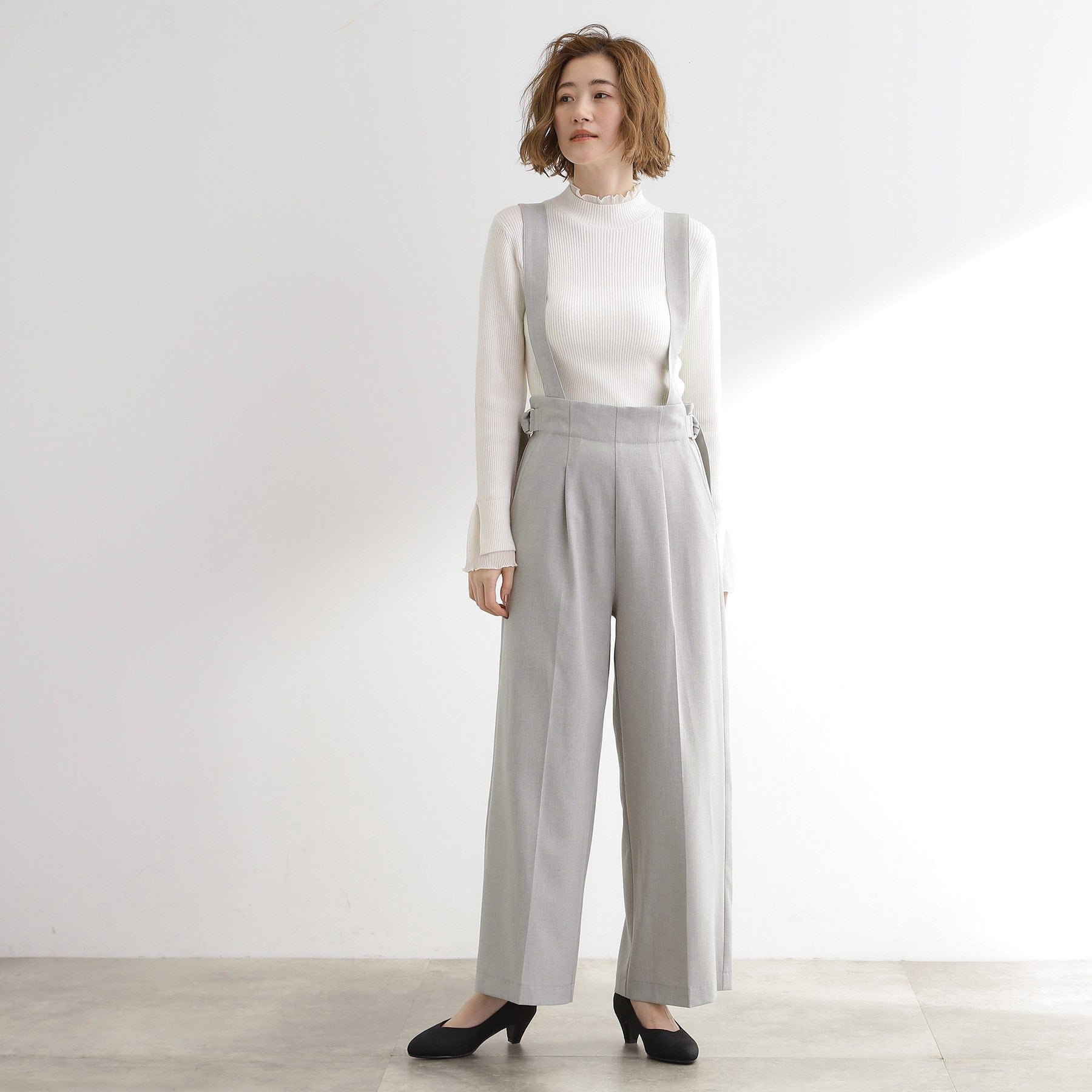 グローブ grove サス付きセンタープレスワイドパンツ （ブラウン(043)） ブラウン(043)