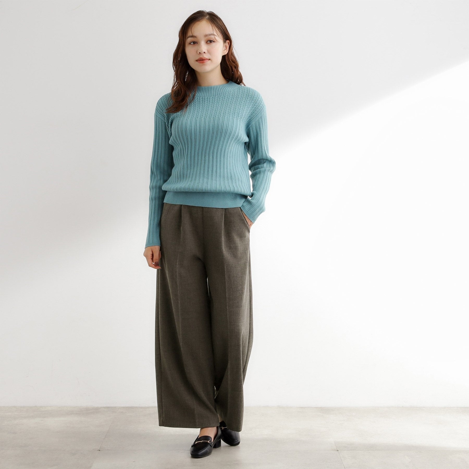 グローブ grove サス付きセンタープレスワイドパンツ （ブラウン(043)） ブラウン(043)